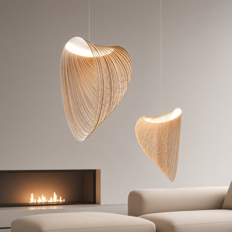 Sculptural Beech Wood LED Pendant Light