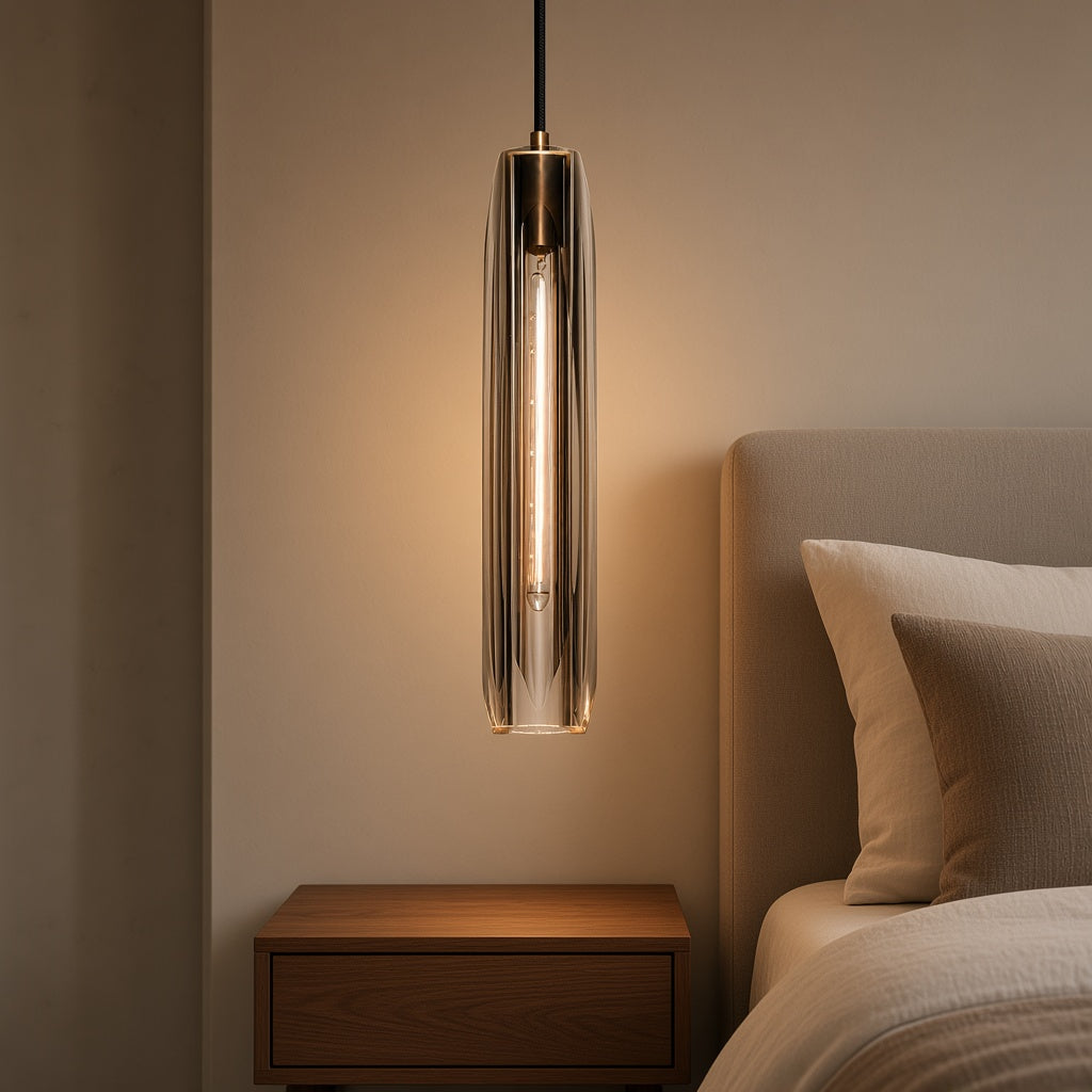 Brass and K9 Crystal Tube Pendant Light