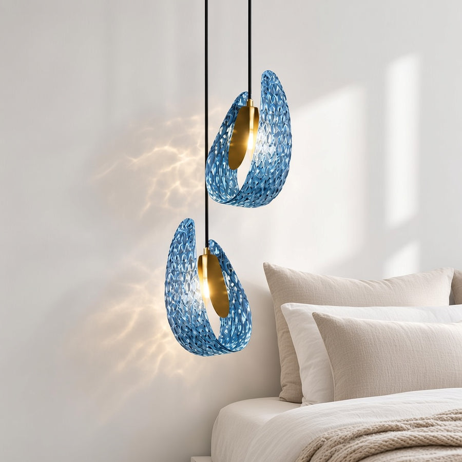 Blue Leaf Glass Pendant Light