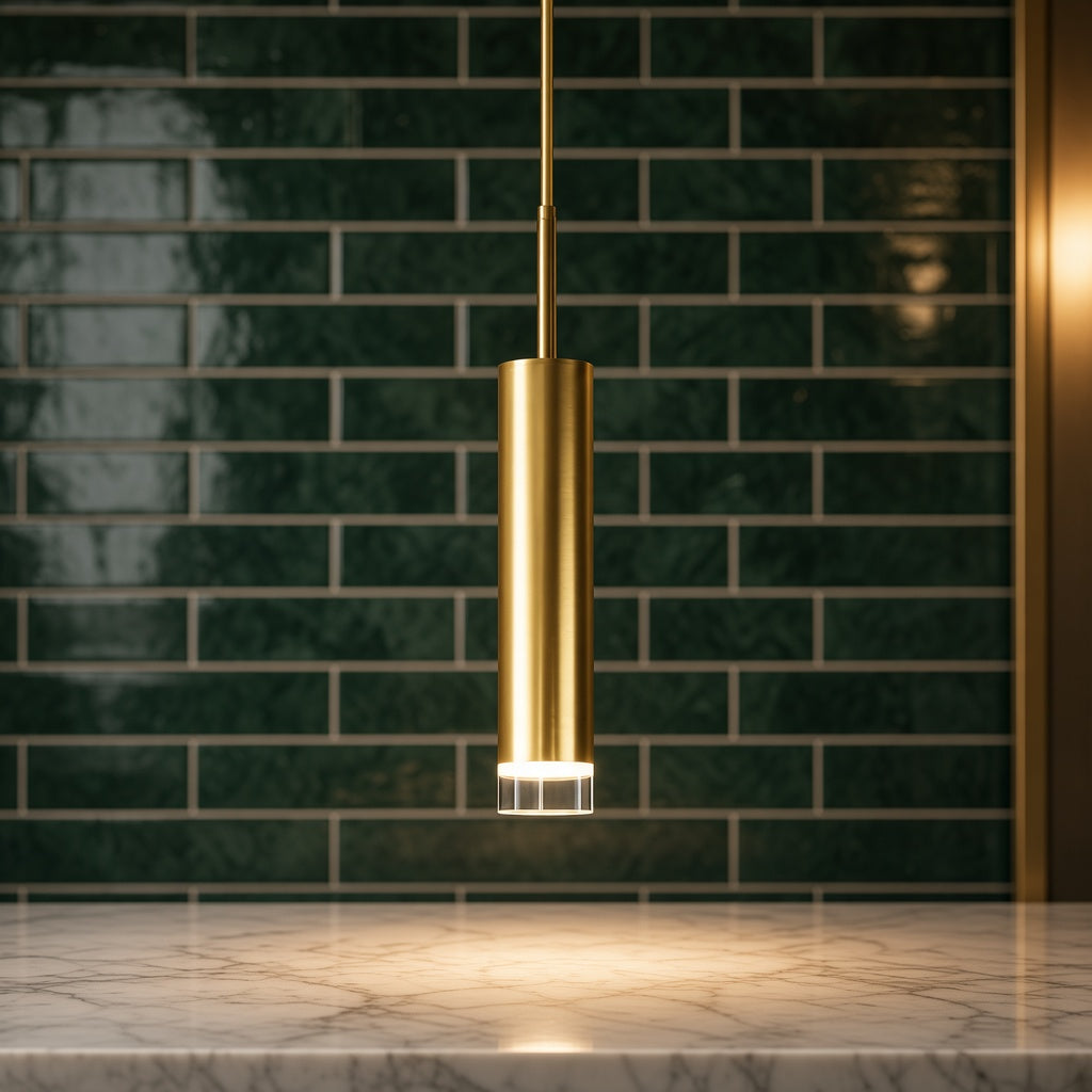 Gold Tube Pendant Light - 1 to 3 Lights