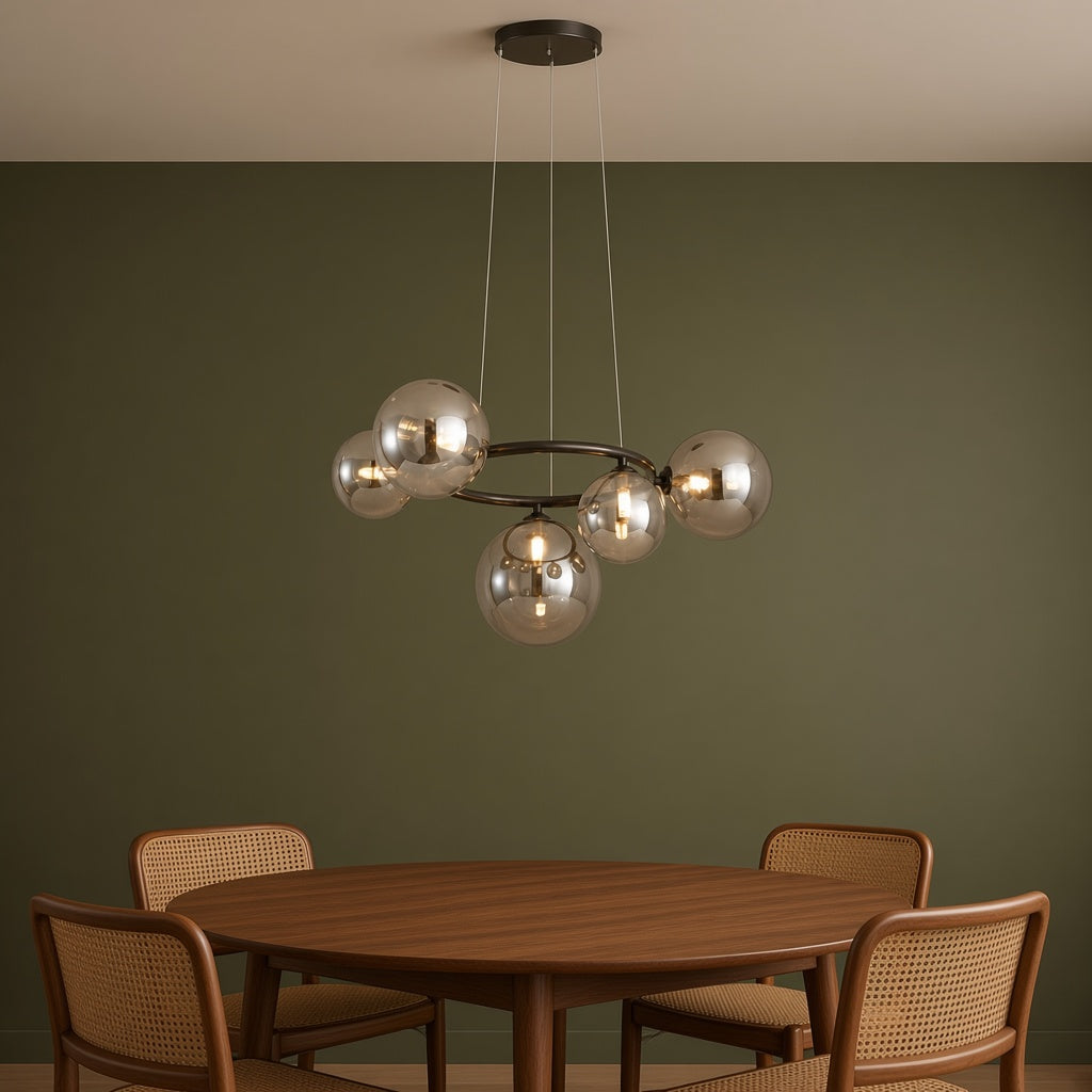 Smoked Glass Globe Branch Chandelier