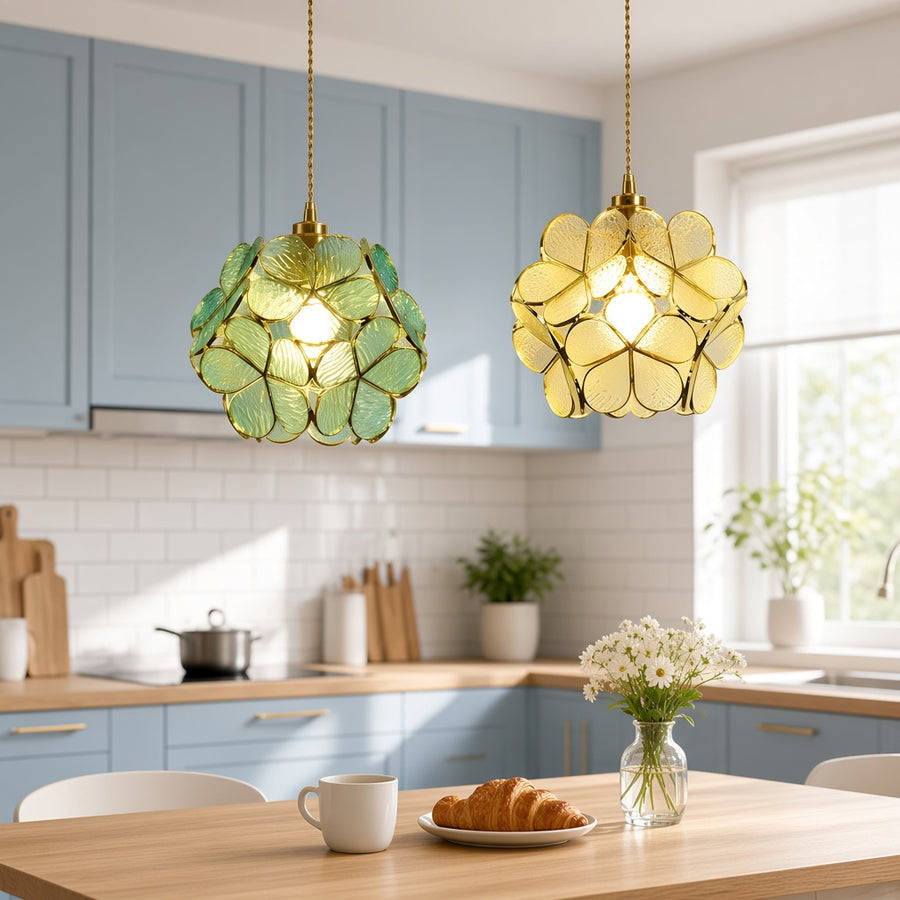 Stained Glass Flower Pendant Light