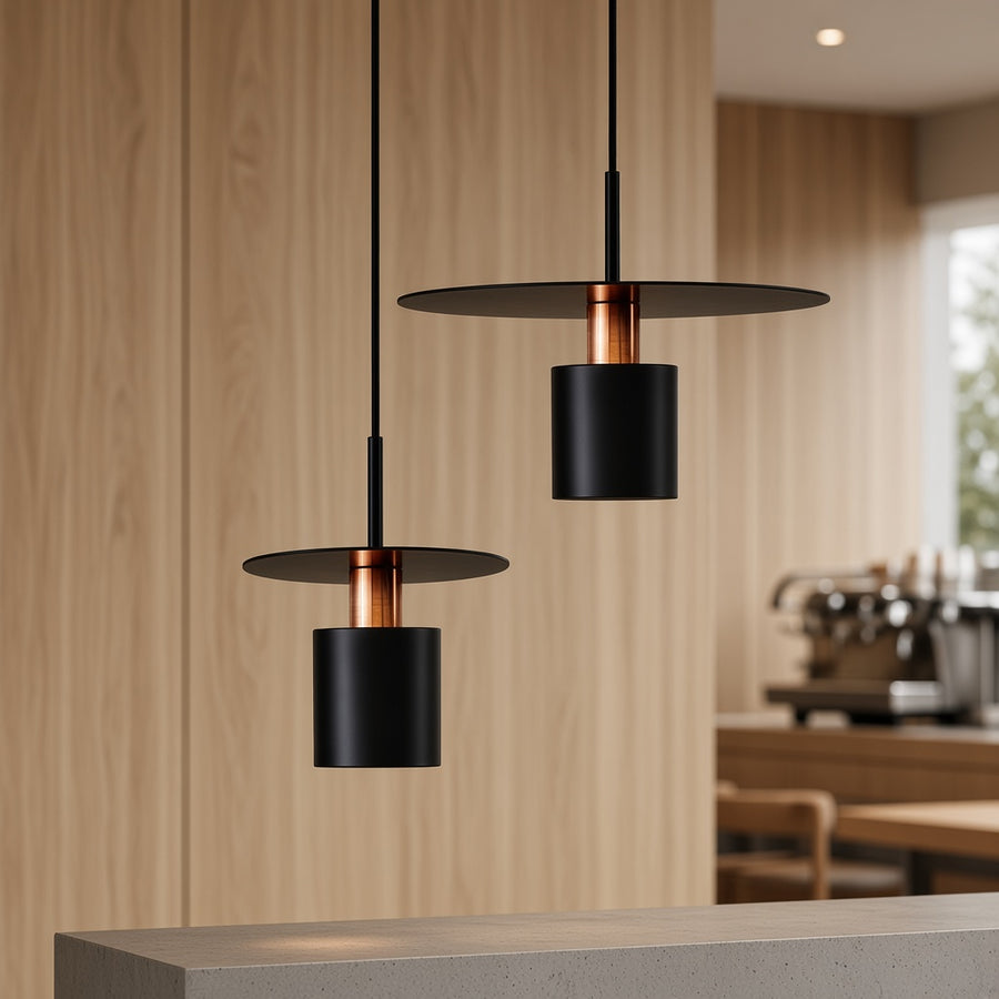 Minimalist Disc and Cylinder Pendant Light