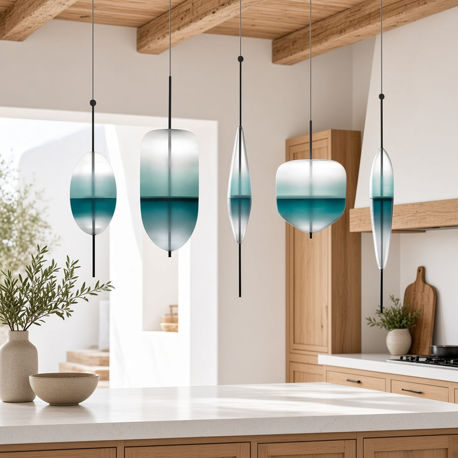Gradient Blue Glass LED Pendant Light