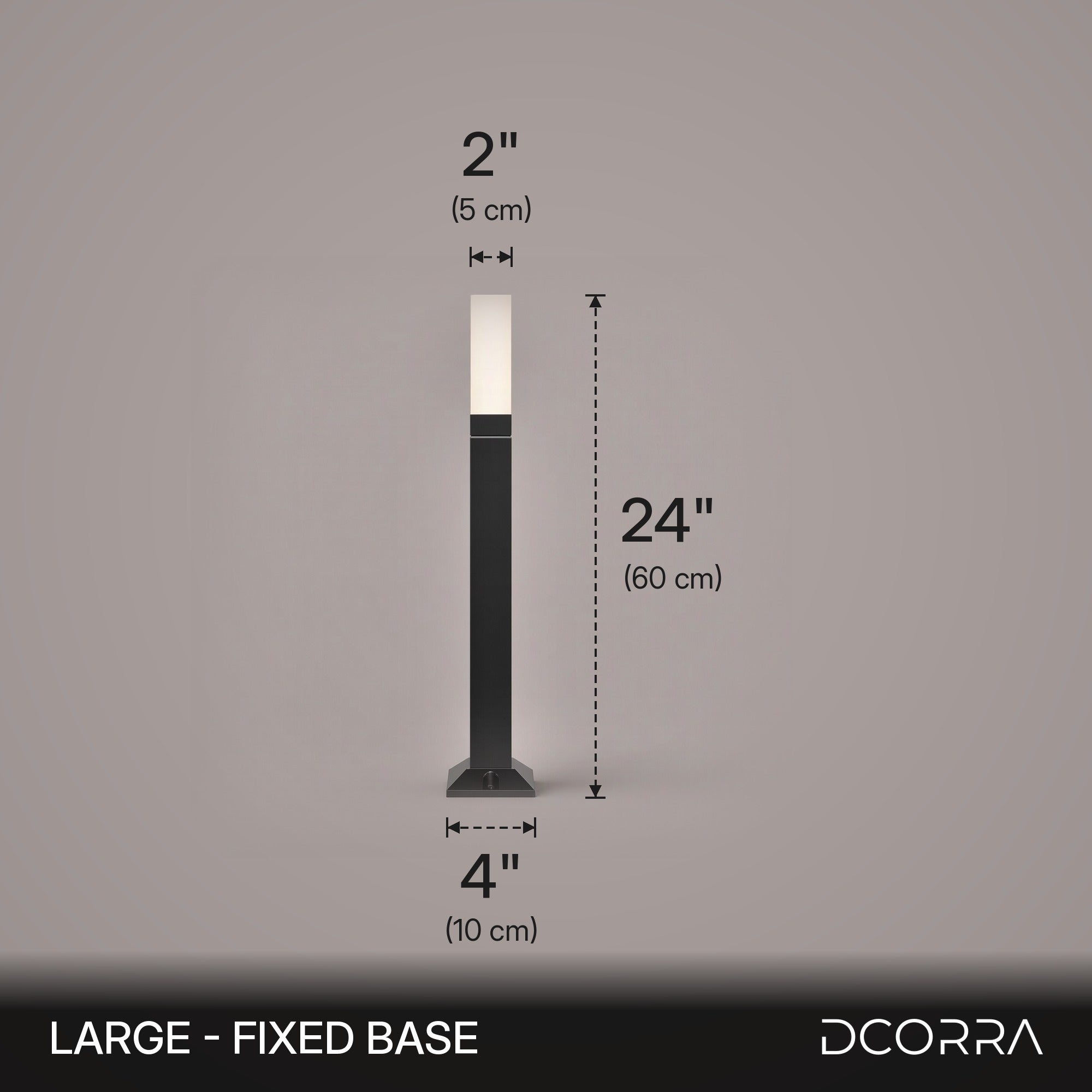 Square LED Bollard Path Light - Large fixed base dimensions