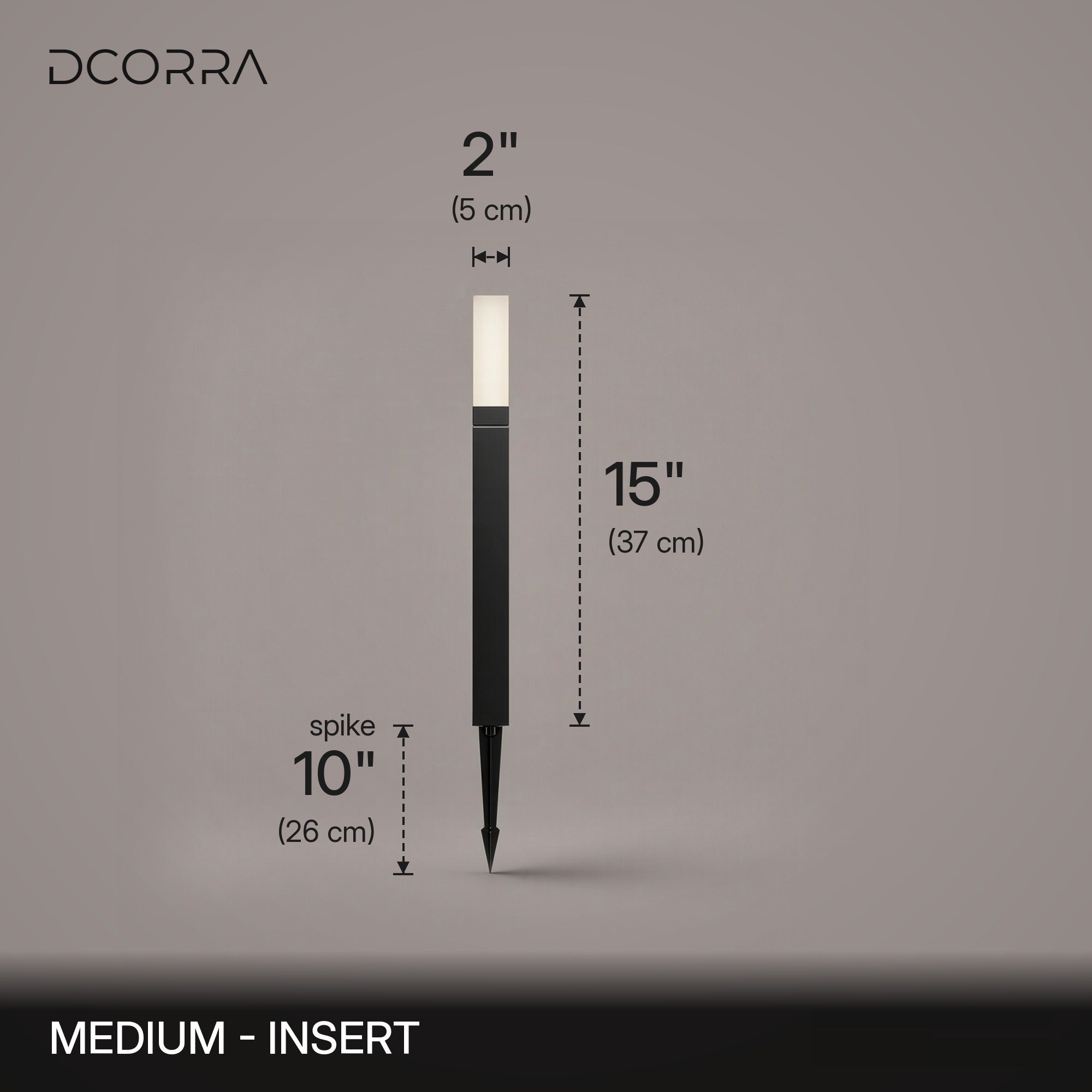 Square LED Bollard Path Light - Medium insert dimensions