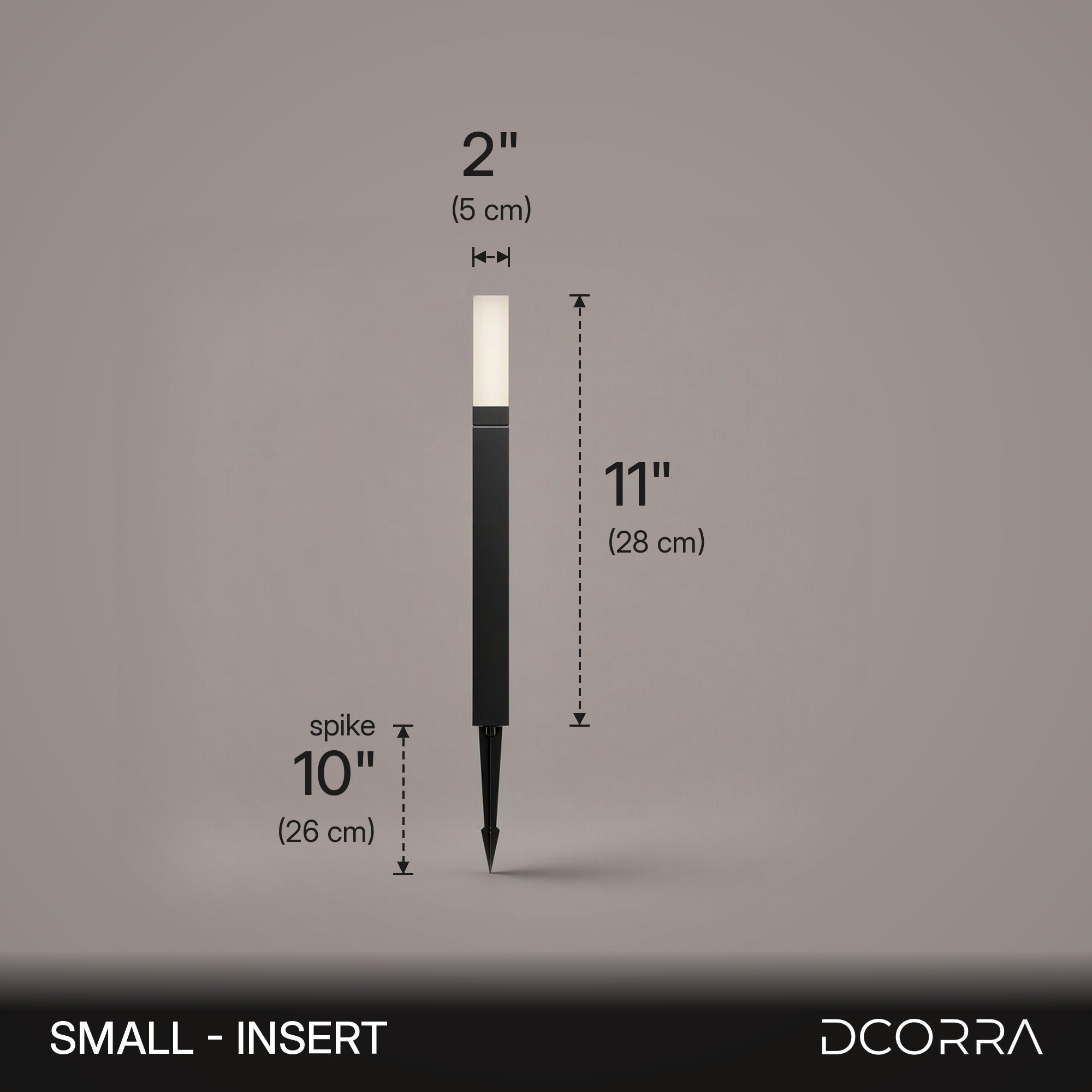 Square LED Bollard Path Light - Small insert dimensions