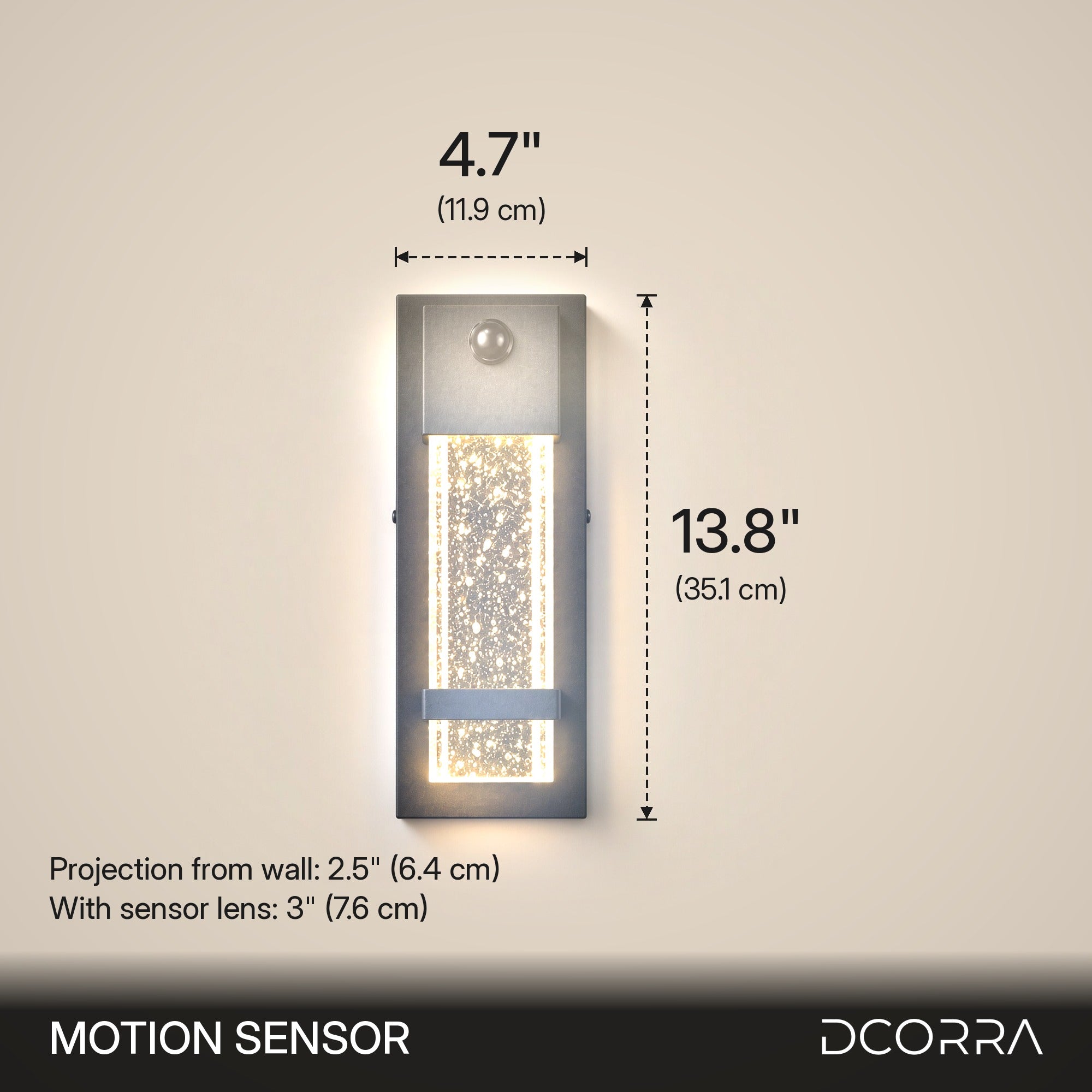 Bubble Glass Sensor Wall Light - Motion sensor dimensions