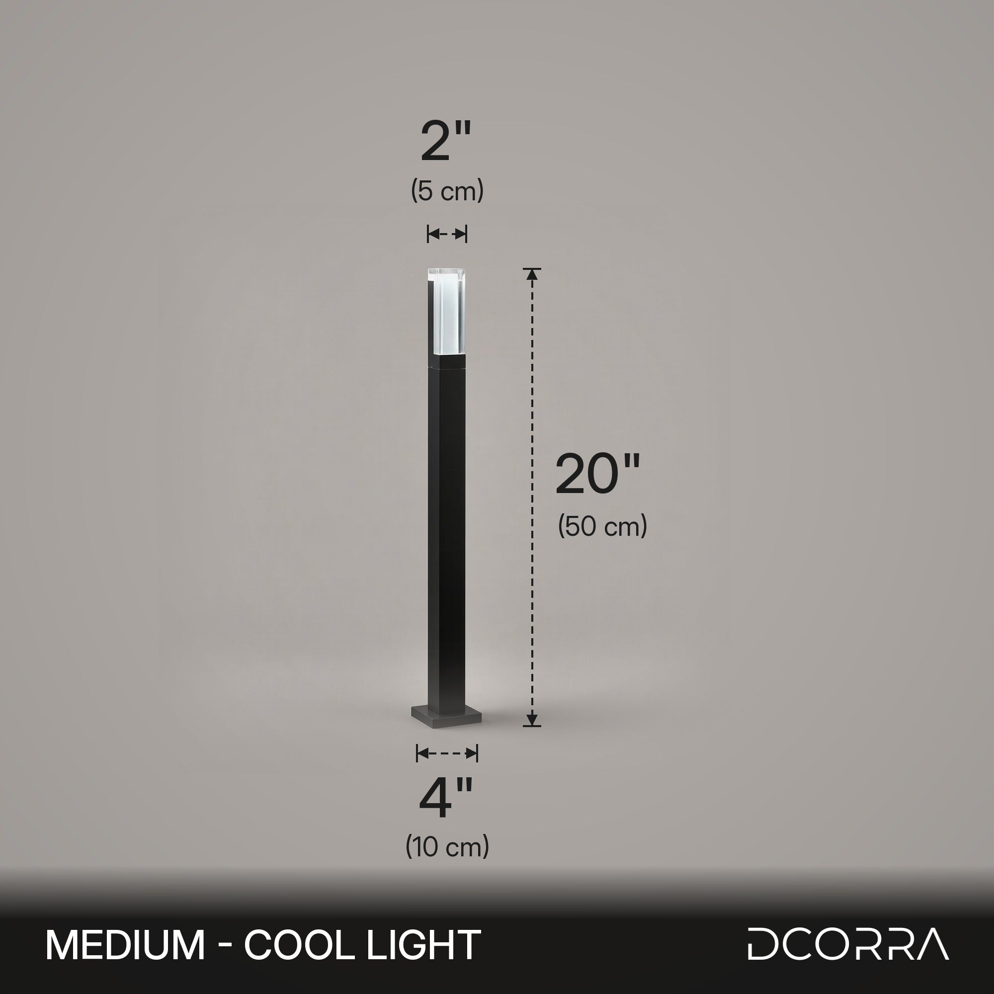 Slim LED Landscape Pillar Light - Medium cool light dimensions