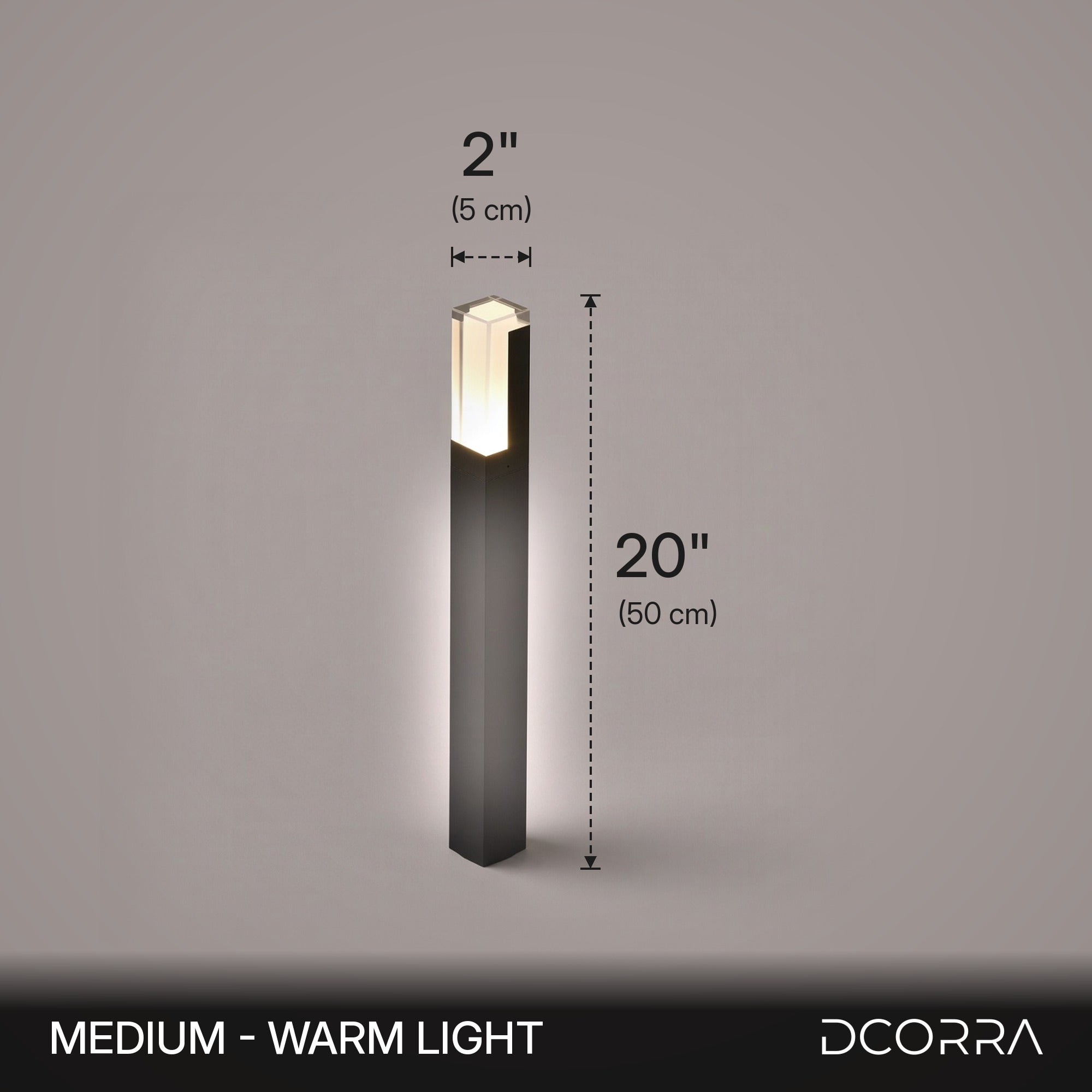 Slim LED Landscape Pillar Light - Medium warm light dimensions