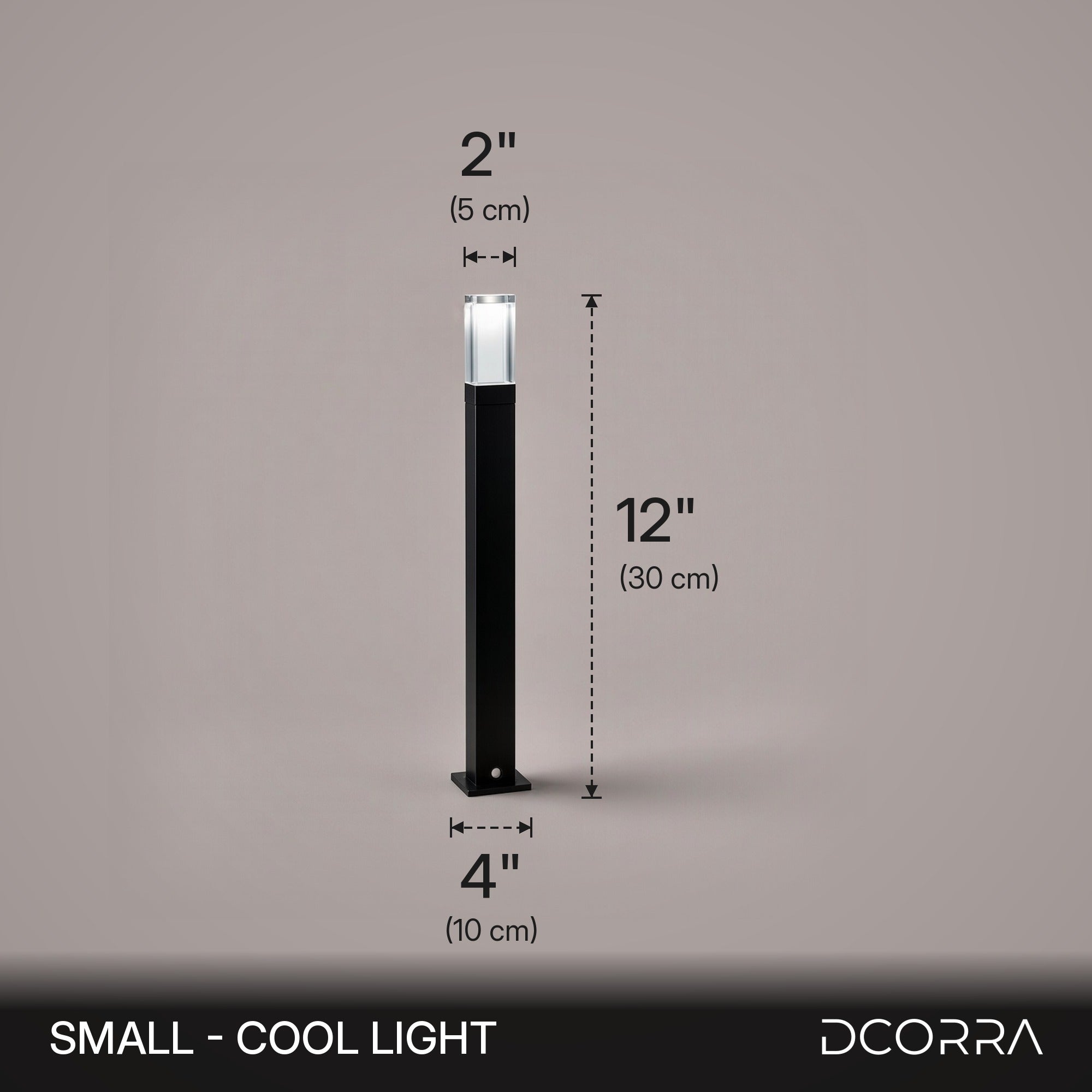 Slim LED Landscape Pillar Light - Small cool light dimensions