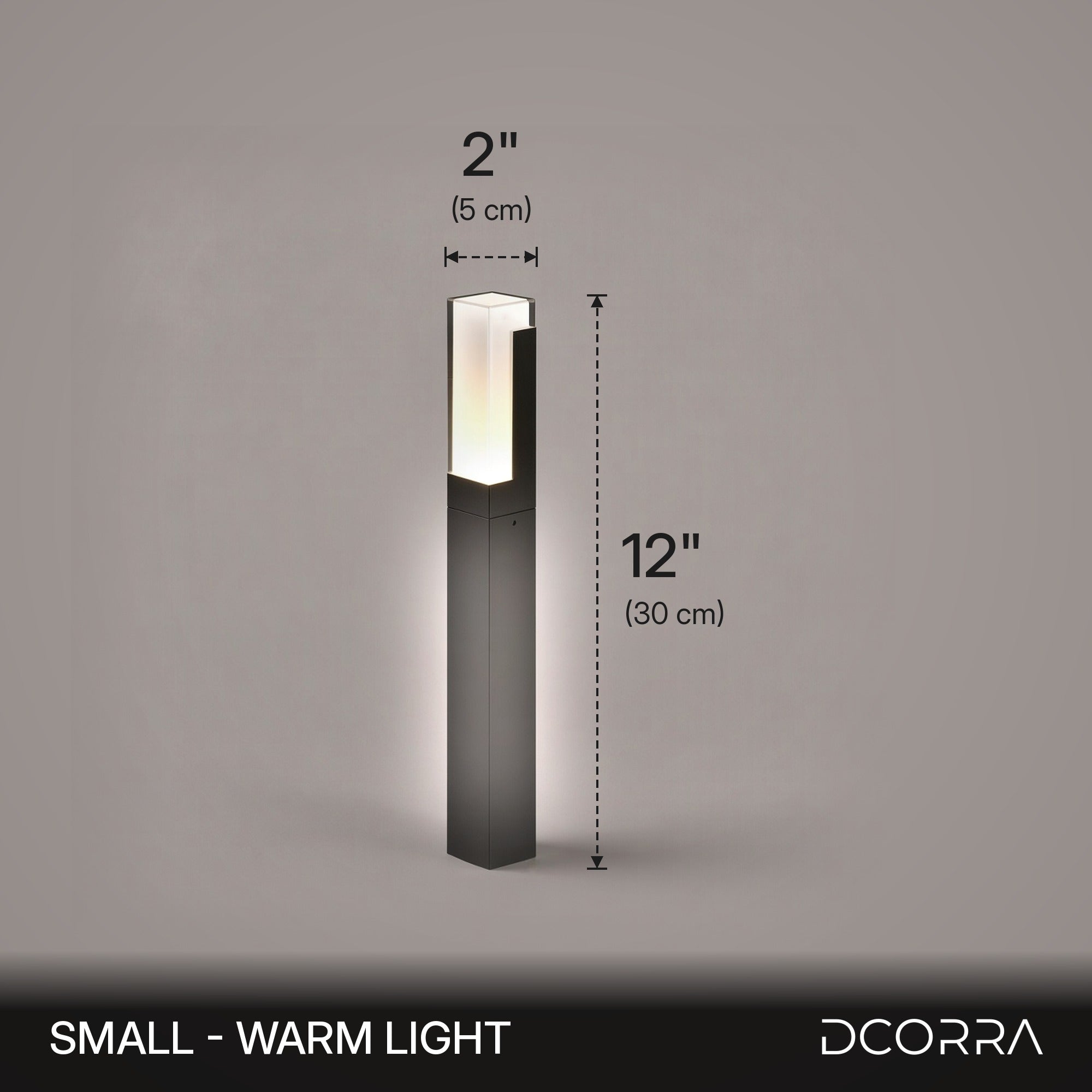 Slim LED Landscape Pillar Light - Small warm light dimensions