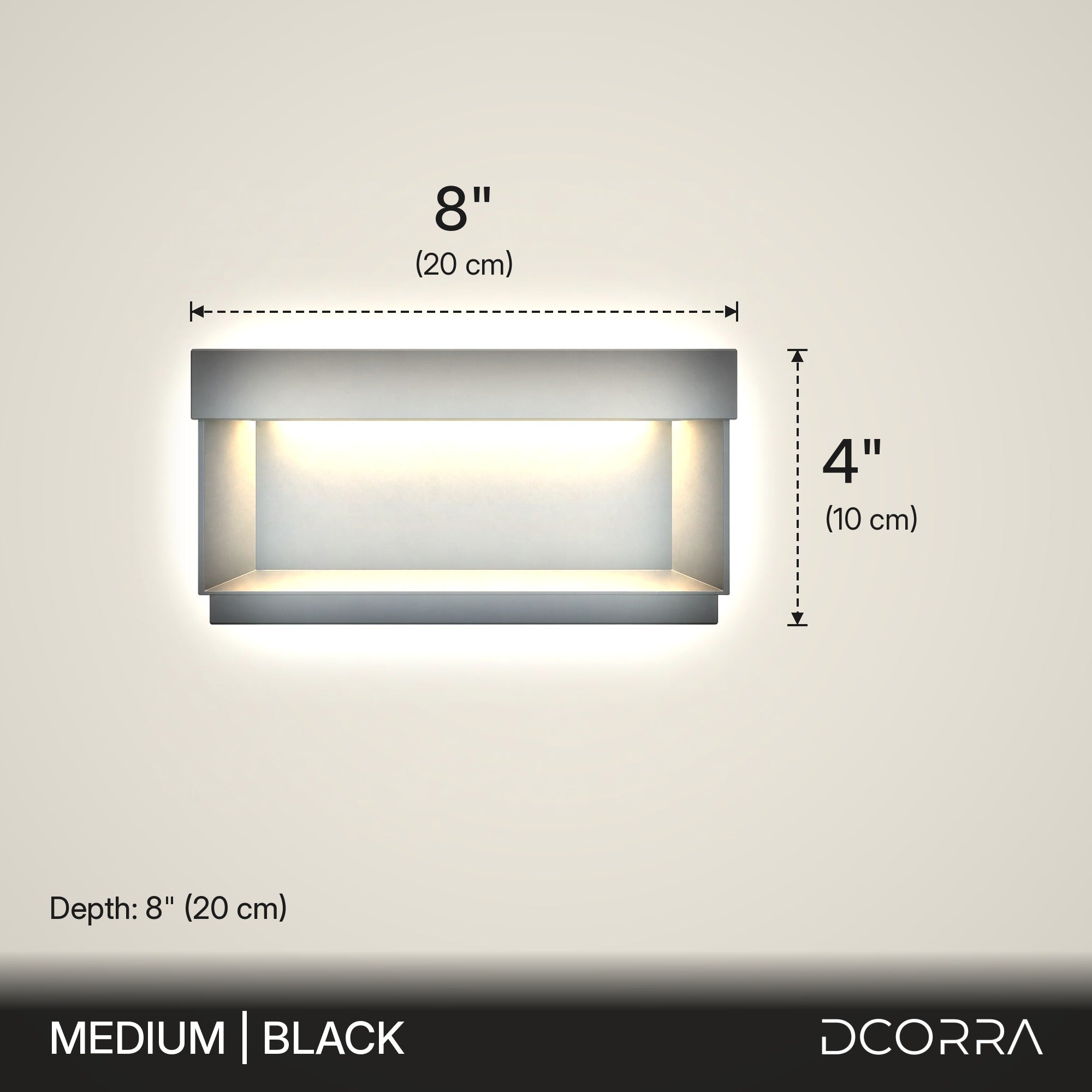 Square Solar Light with Recessed Glow - Medium dimensions