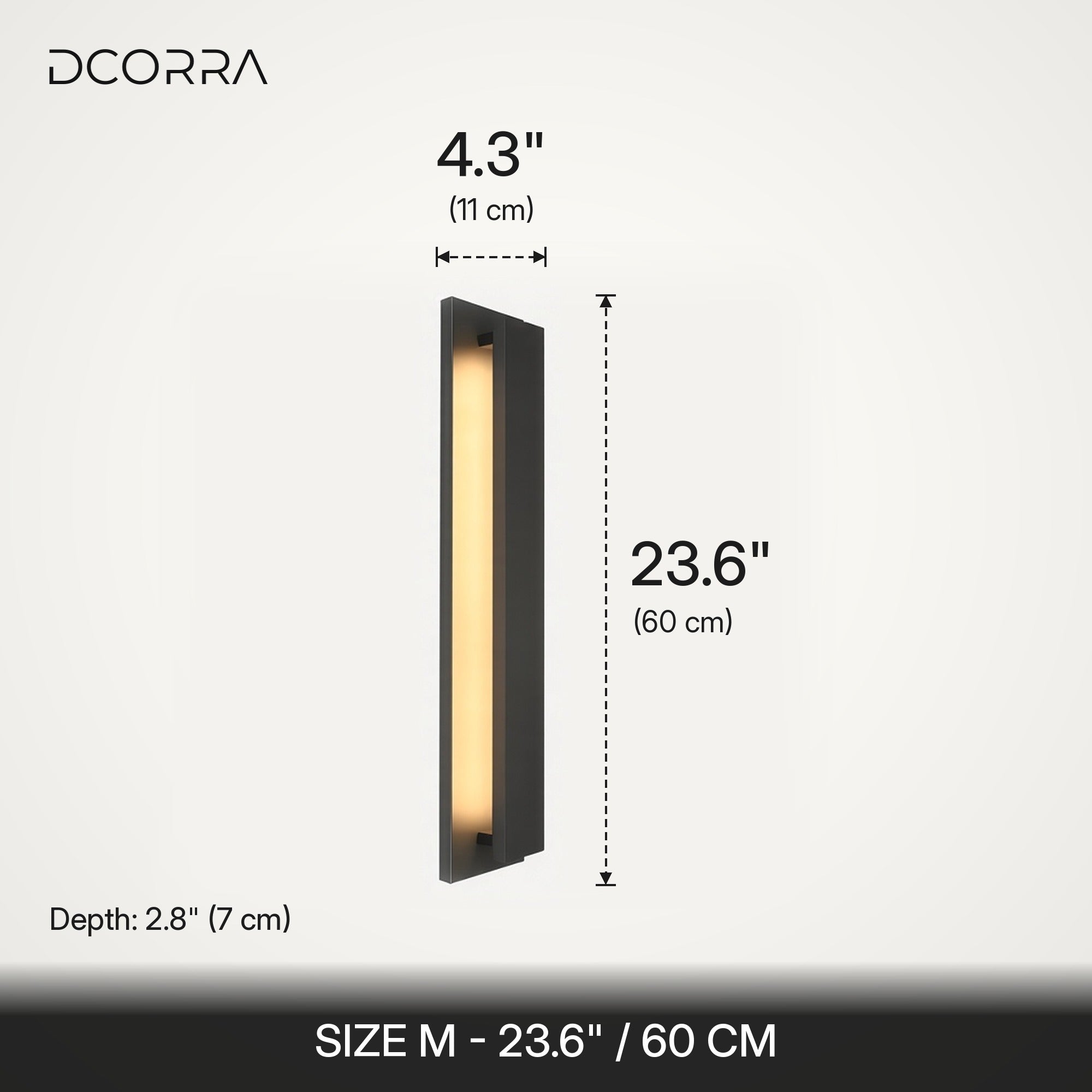 Stainless Steel Linear LED Wall Light - Medium dimensions