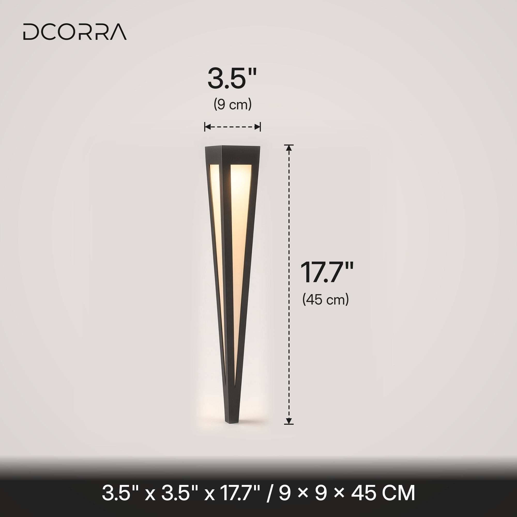 Tapered LED Garden Path Light - 3.5"x17.7" dimensions