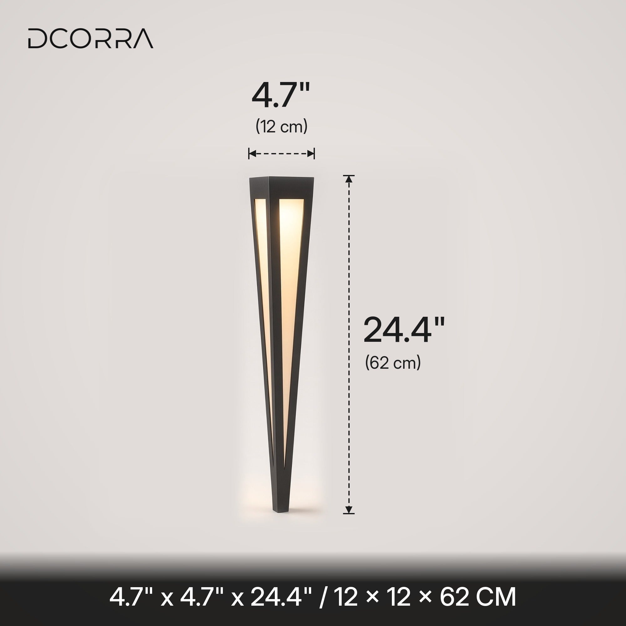 Tapered LED Garden Path Light - 4.7"x24.4" dimensions