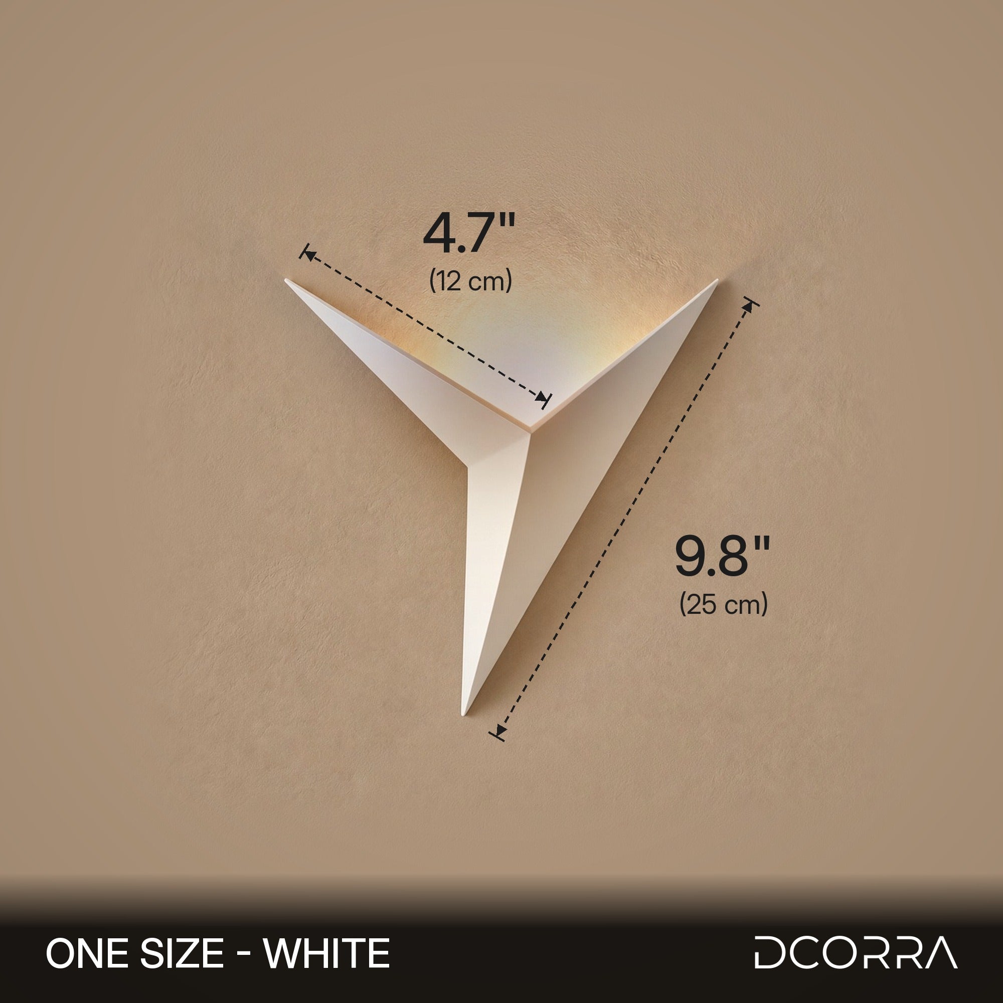 Geometric Three-Point Wall Accent Light - White finish dimensions