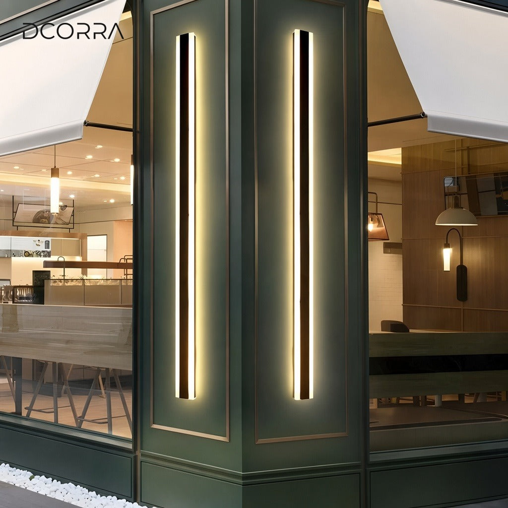Slim Linear LED Wall Light with Remote Dimming - modern facade ambience