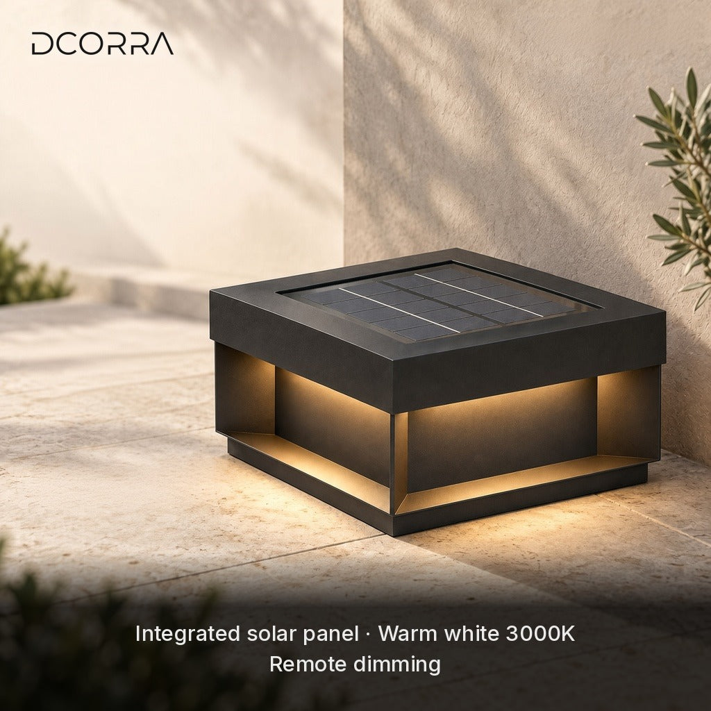 Square Solar Light with Recessed Glow - integrated solar panel