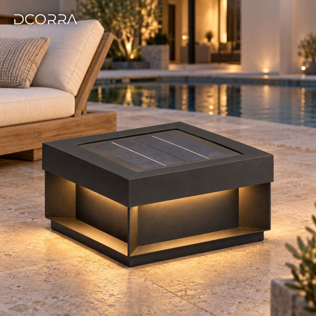 Square Solar Light with Recessed Glow - poolside