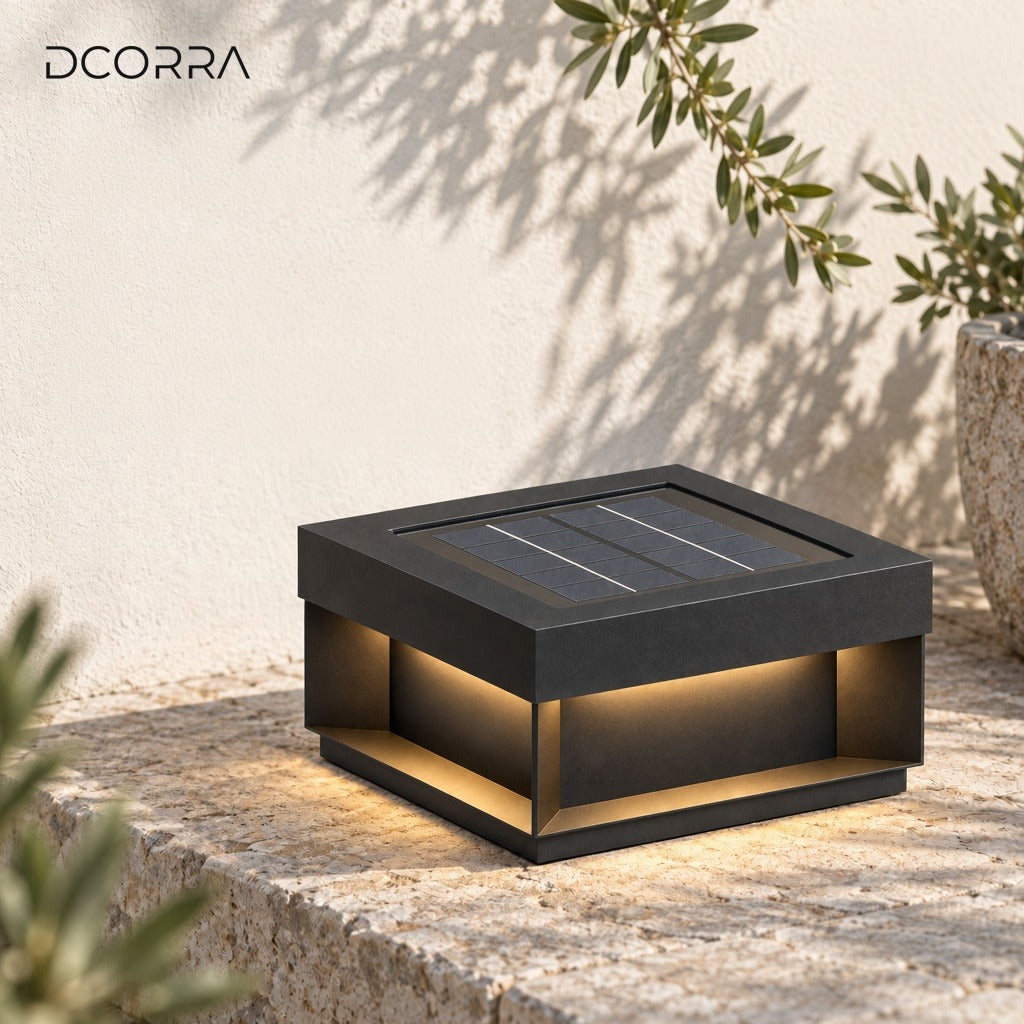 Square Solar Light with Recessed Glow - wall ledge