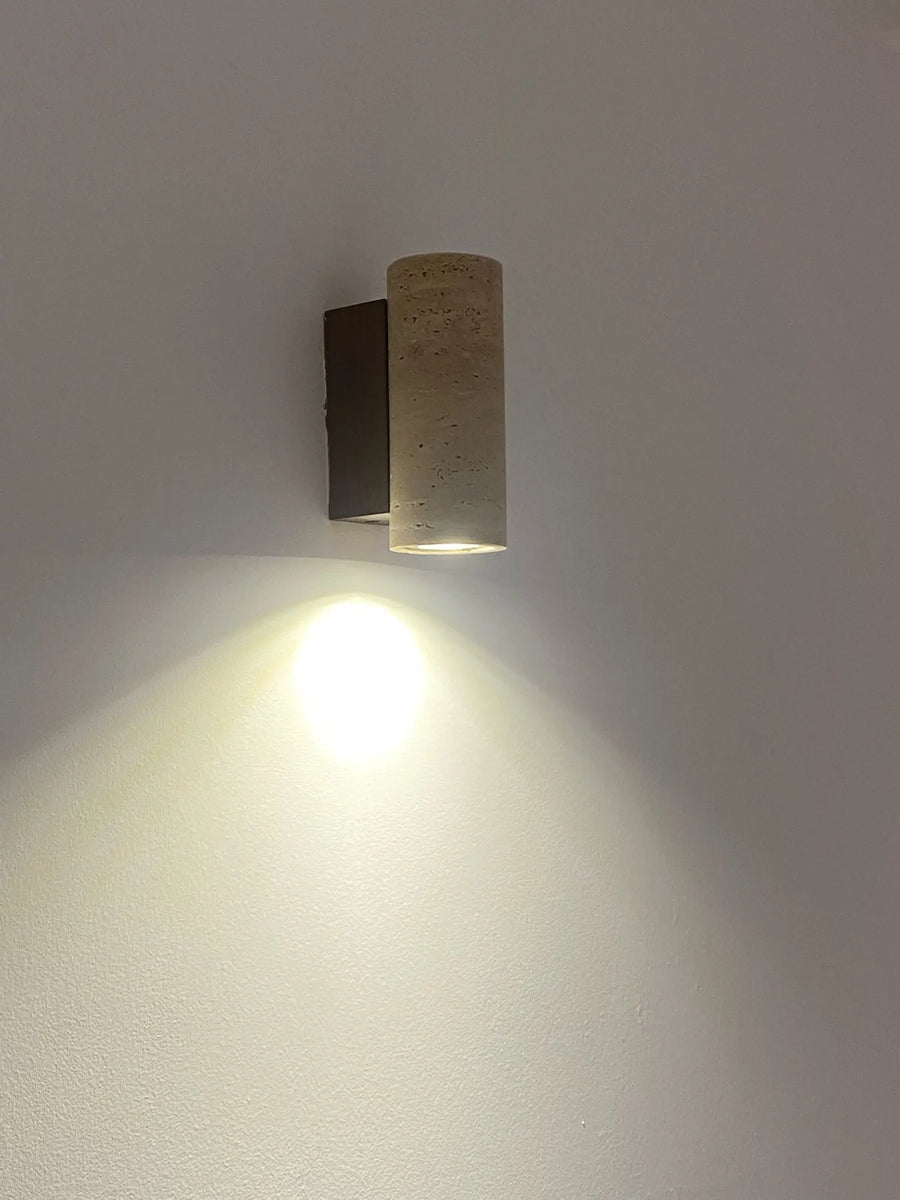 Customer photo – travertine wall sconce
