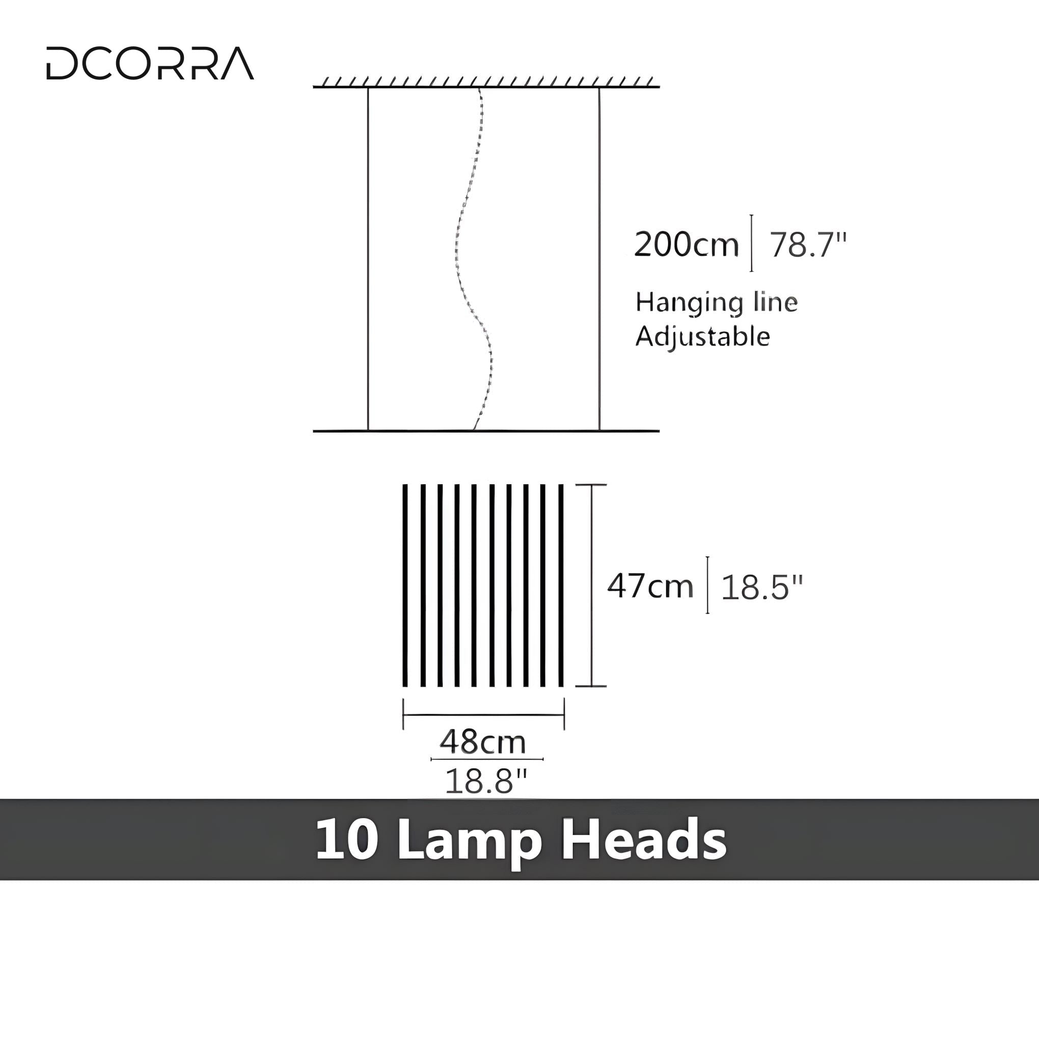 Double Helix LED Linear Chandelier with Remote - 10 Heads  18.9" x 18.5"