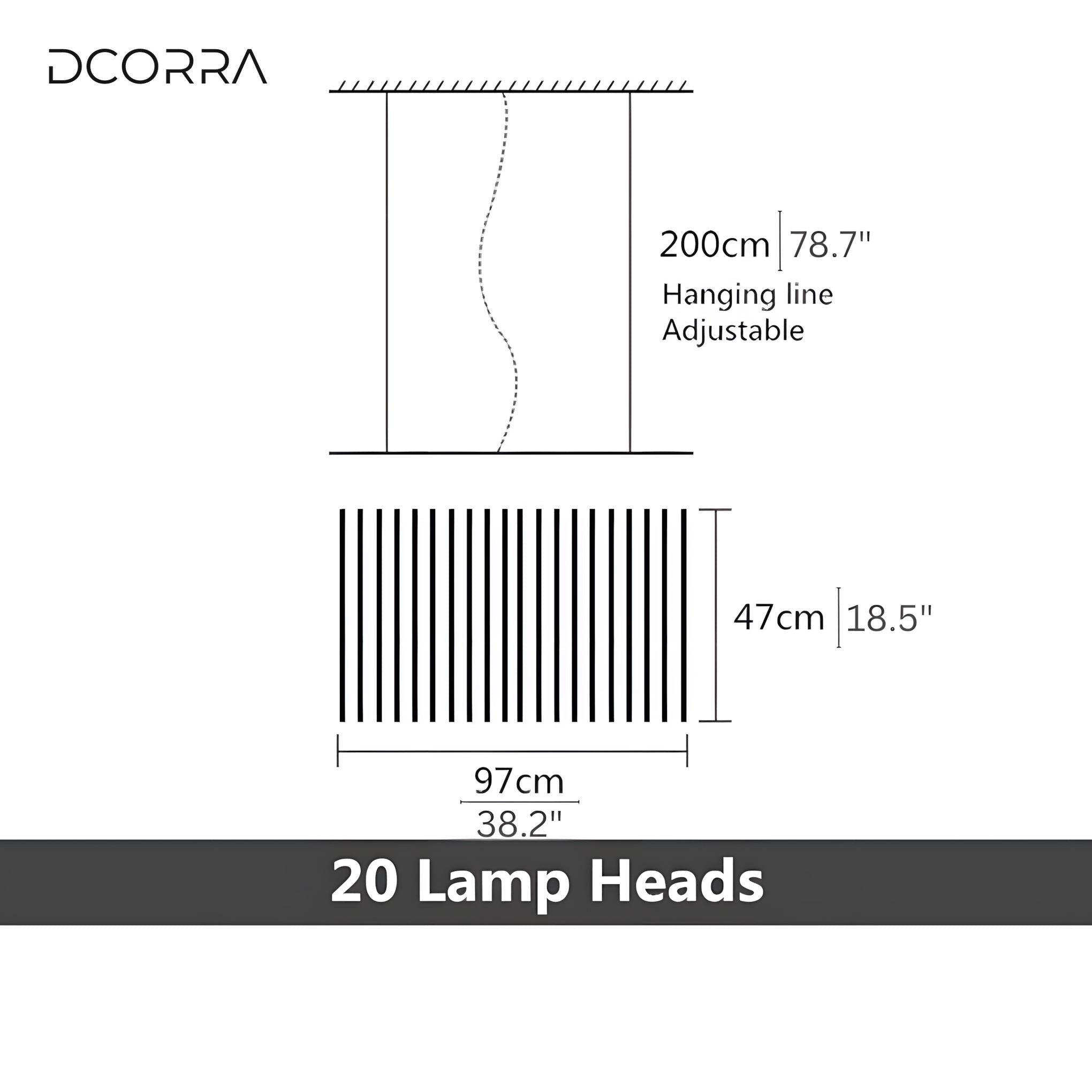 Double Helix LED Linear Chandelier with Remote - 20 Heads  38.9" x 18.5"