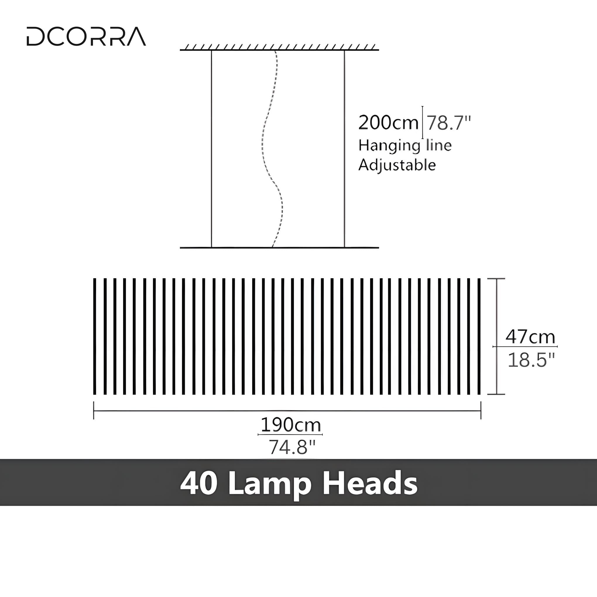 Double Helix LED Linear Chandelier with Remote - 40 Heads  74.8" x 18.5"