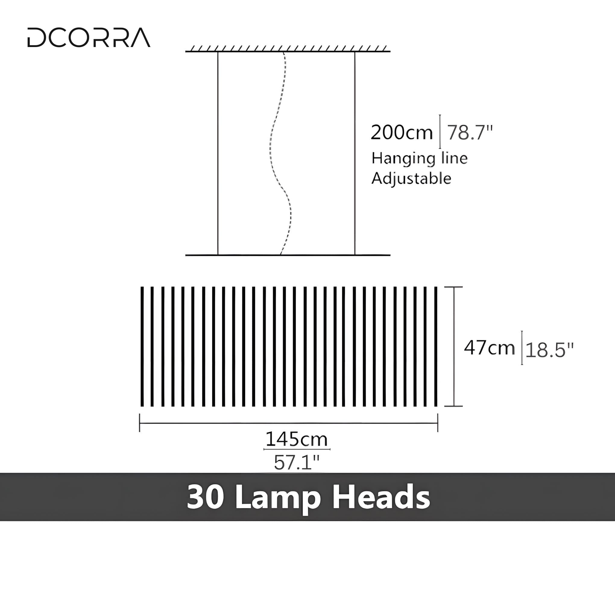 Double Helix LED Linear Chandelier with Remote - 30 Heads  57.9" x 18.5"