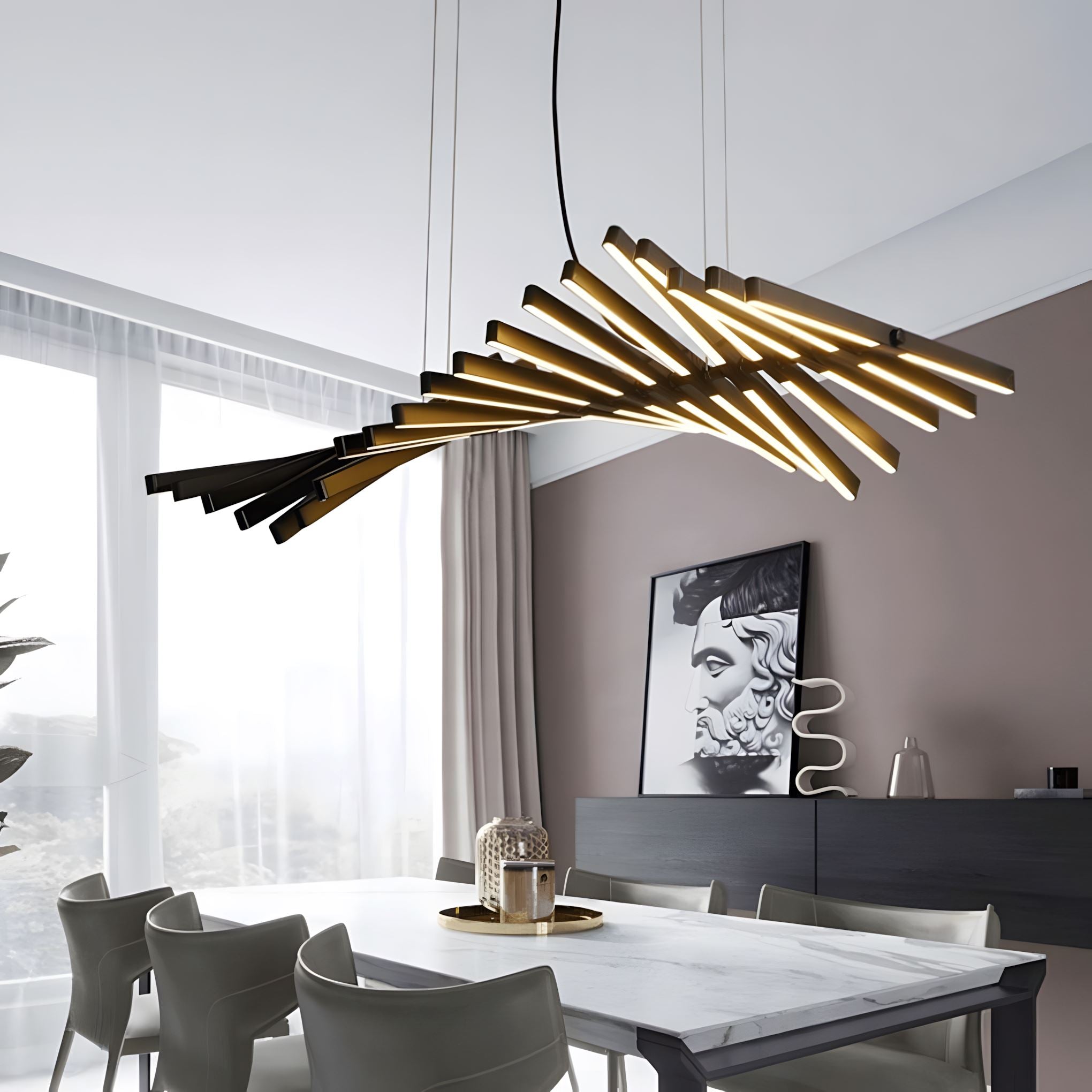Double Helix LED Linear Chandelier with Remote - view 3