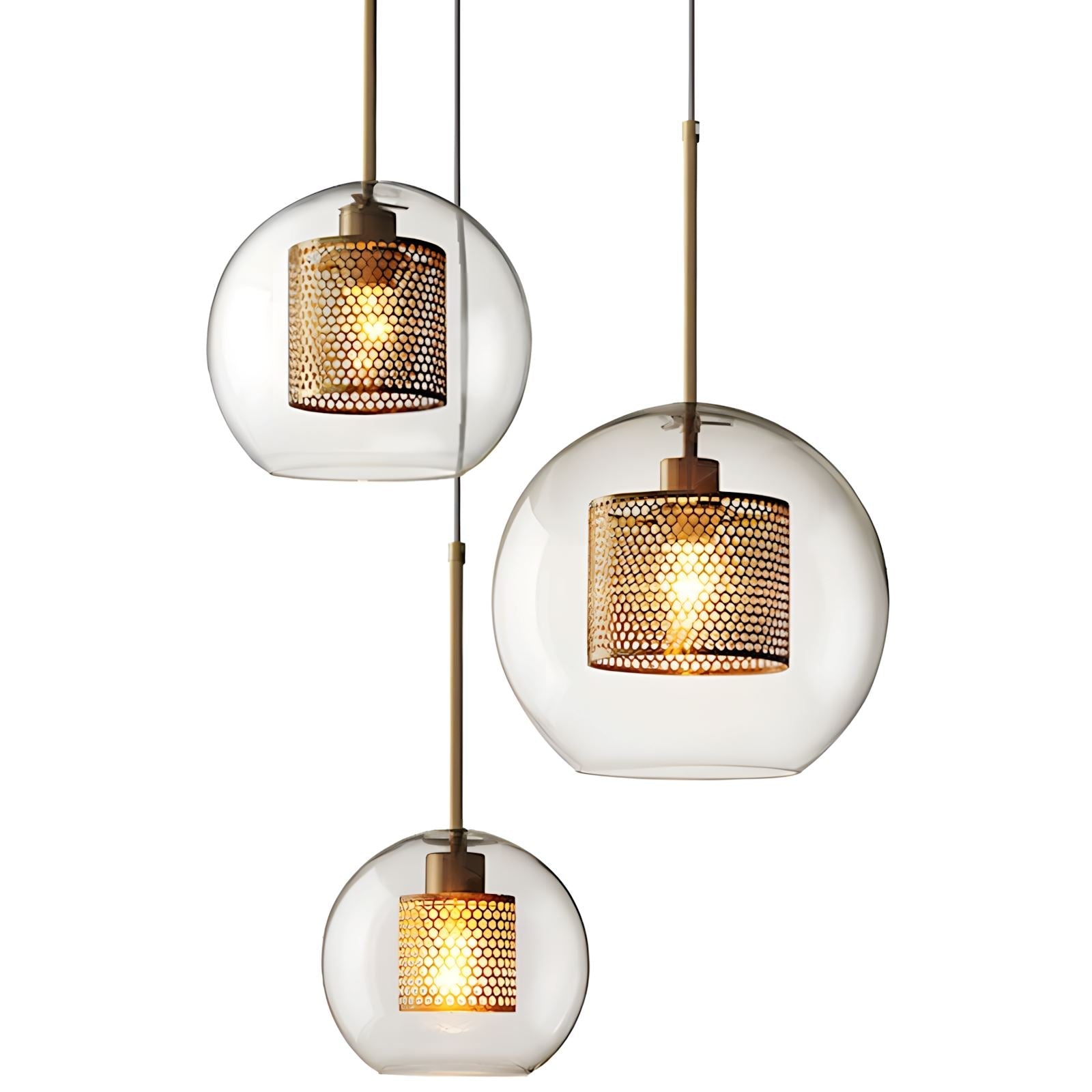 Double-Layer Mesh and Glass Pendant Light