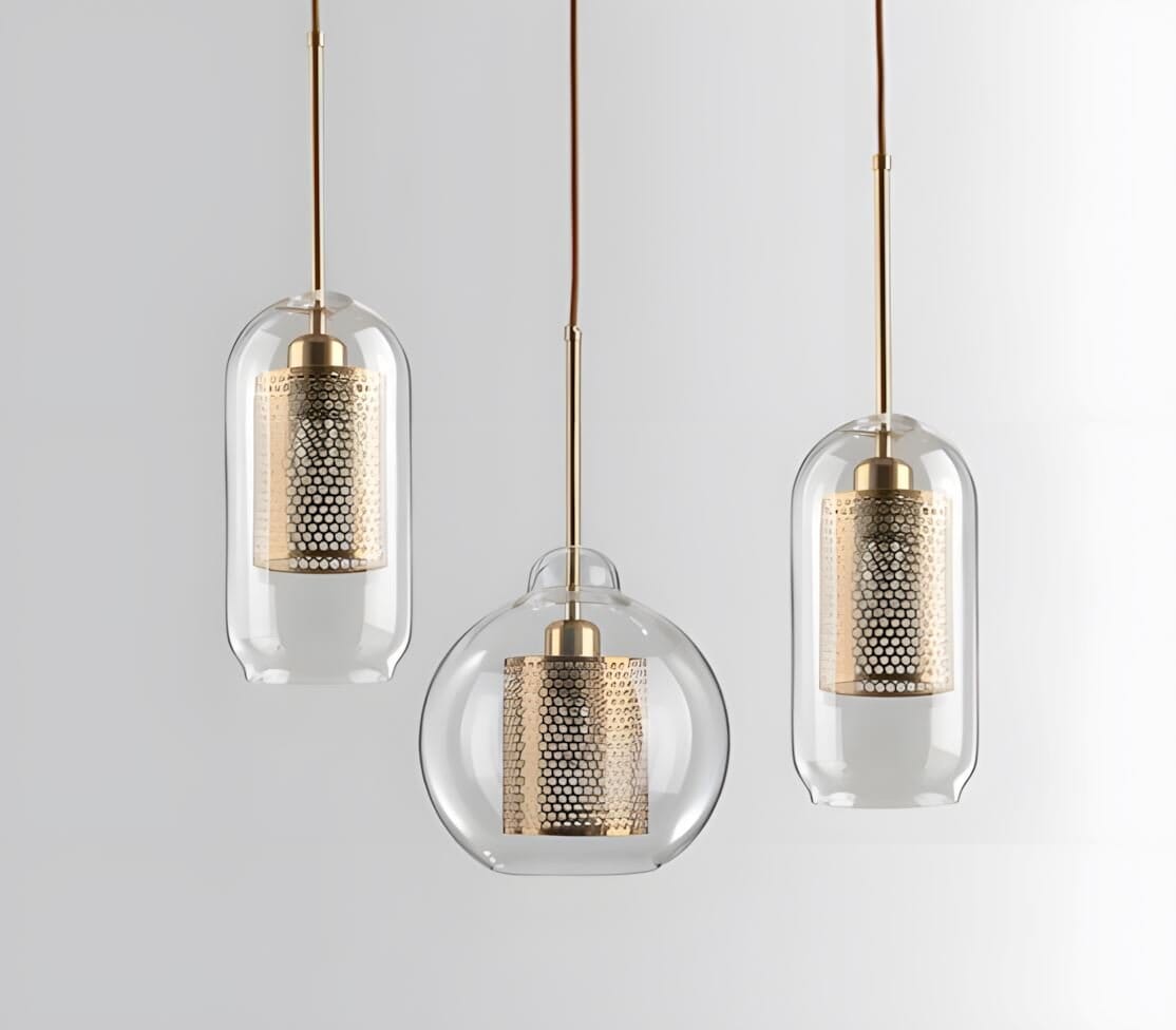 Double-Layer Mesh and Glass Pendant Light