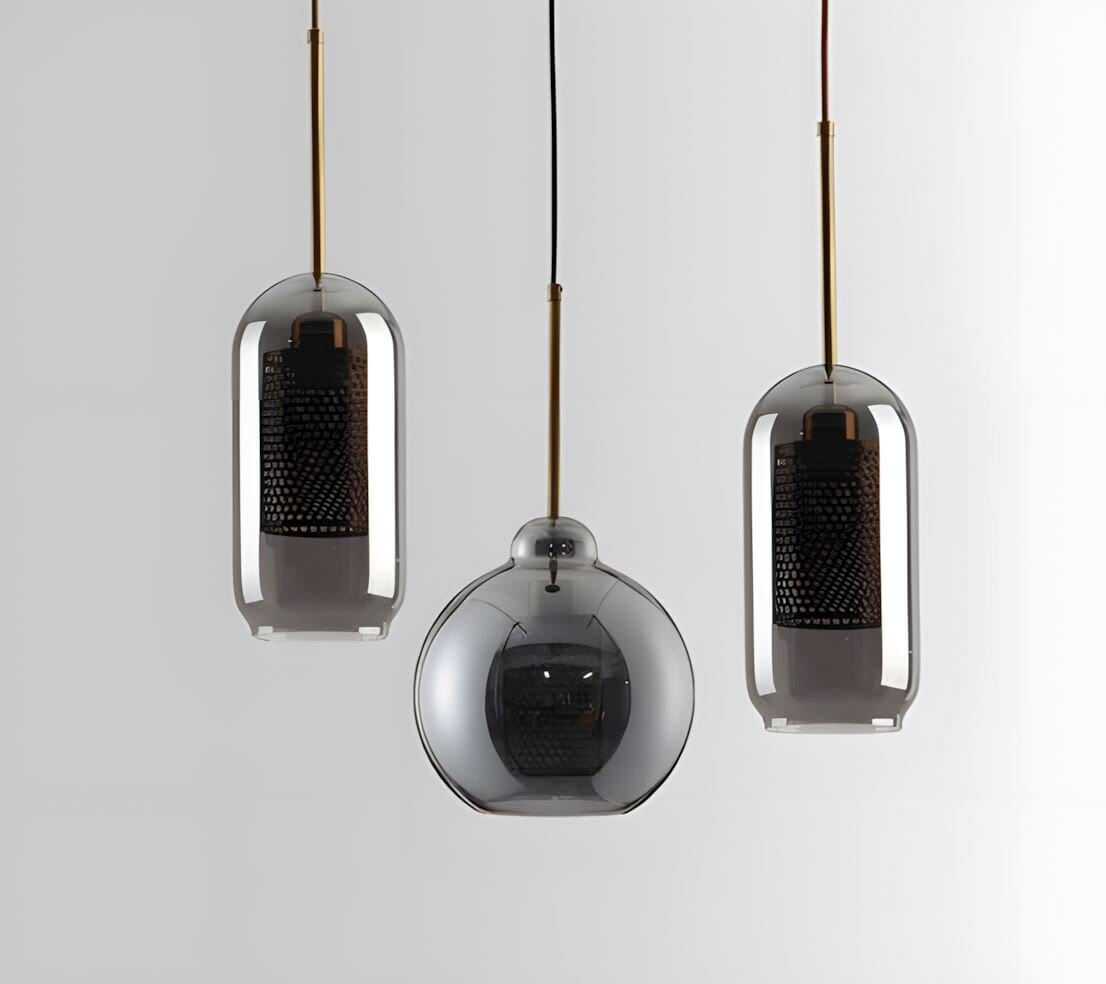 Double-Layer Mesh and Glass Pendant Light