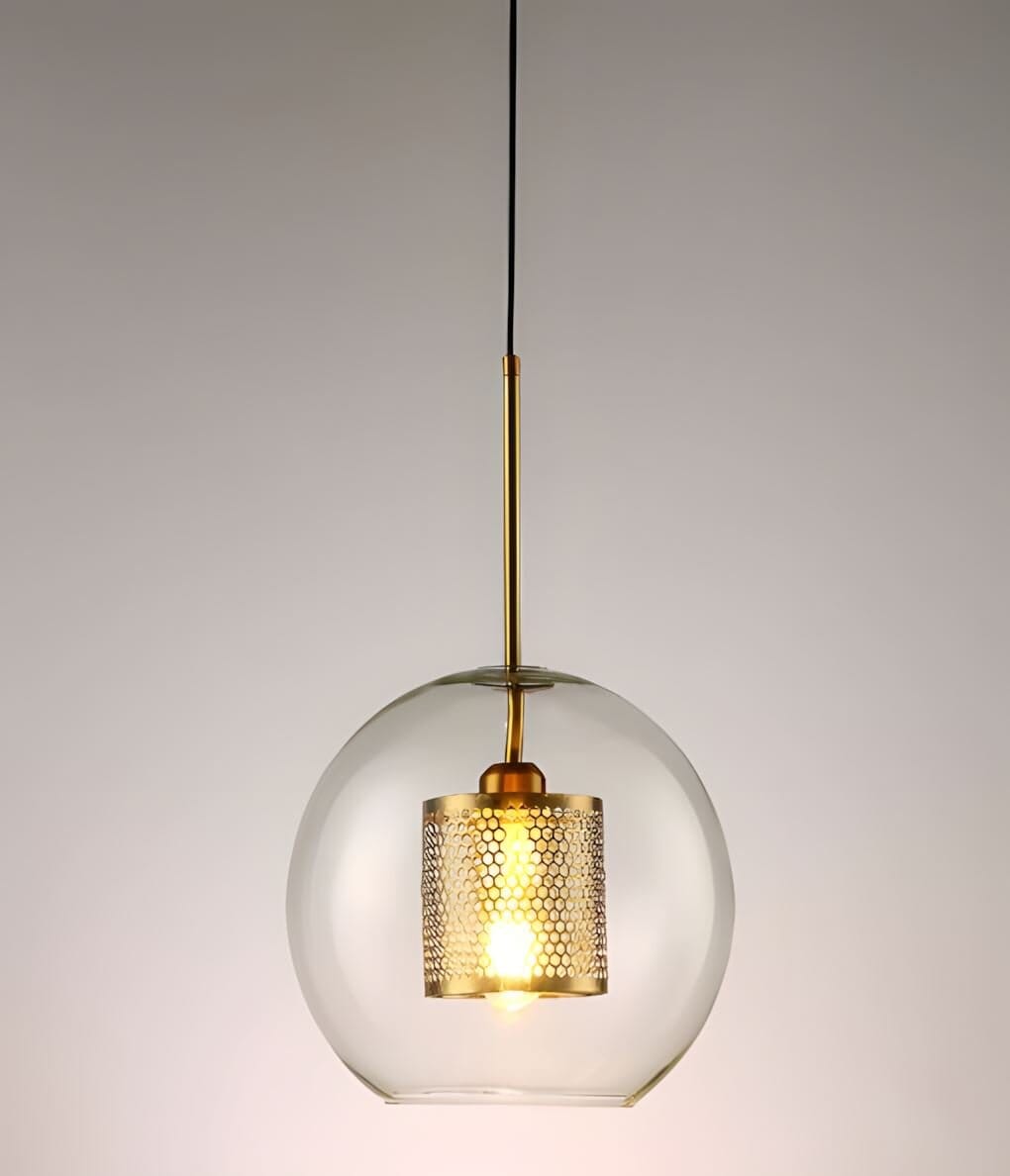 Double-Layer Mesh and Glass Pendant Light