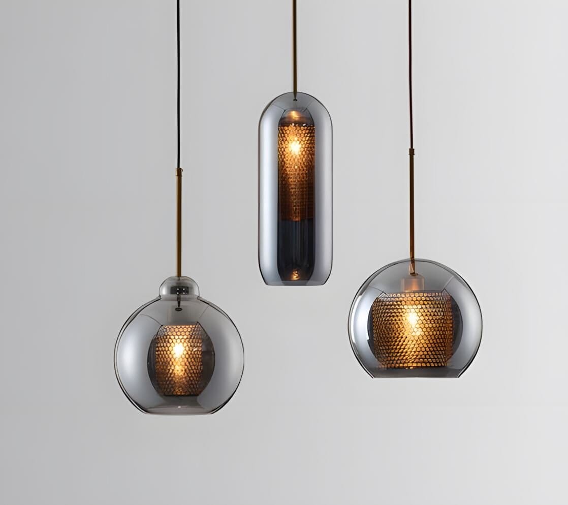 Double-Layer Mesh and Glass Pendant Light