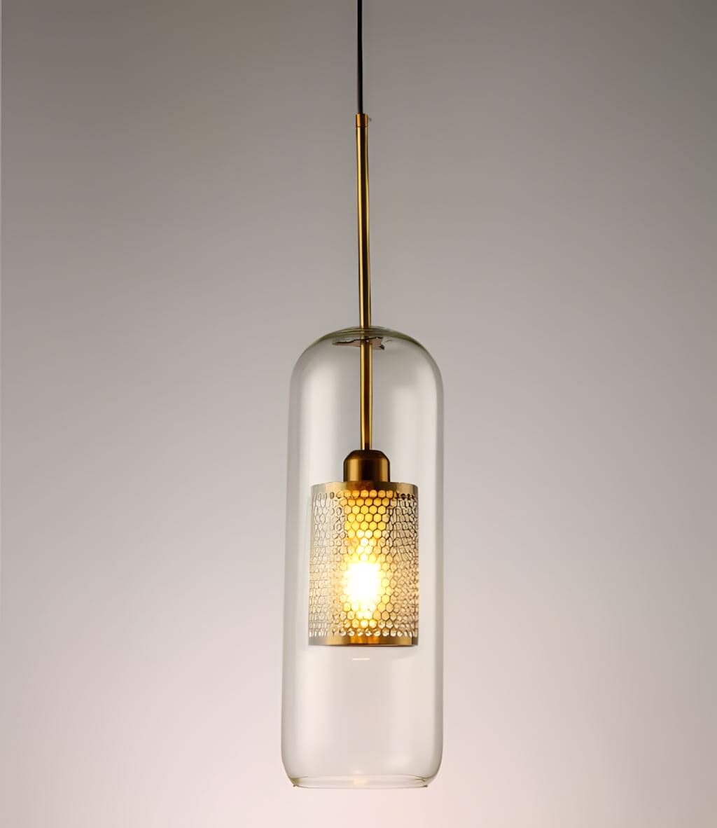 Double-Layer Mesh and Glass Pendant Light