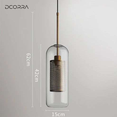 Double-Layer Mesh and Glass Pendant Light - Capsule ∅ 5.9″
