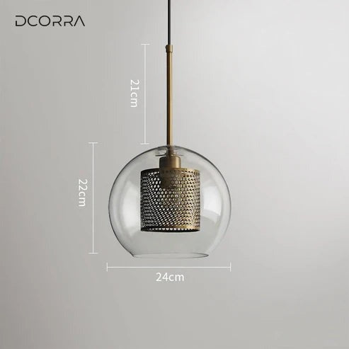Double-Layer Mesh and Glass Pendant Light - Sphere ∅ 9.4″