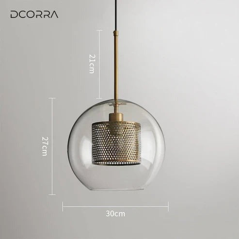 Double-Layer Mesh and Glass Pendant Light - Sphere ∅ 11.8″