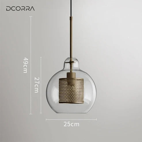 Double-Layer Mesh and Glass Pendant Light - Pear ∅ 9.8″