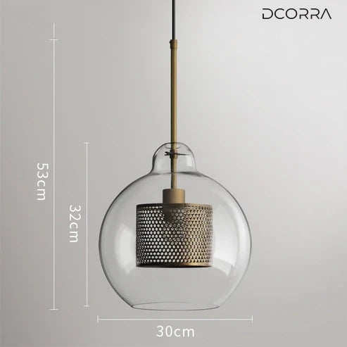 Double-Layer Mesh and Glass Pendant Light - Pear ∅ 11.8″