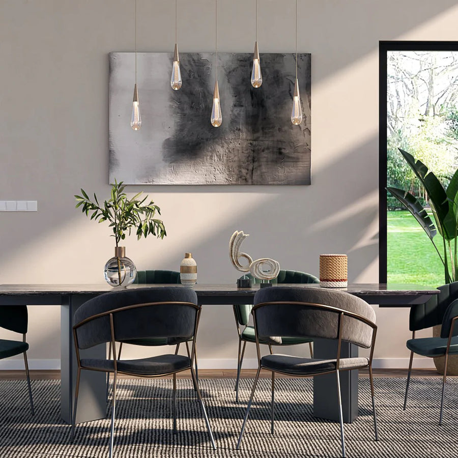 Golden Glow Pendant Light above a dining table