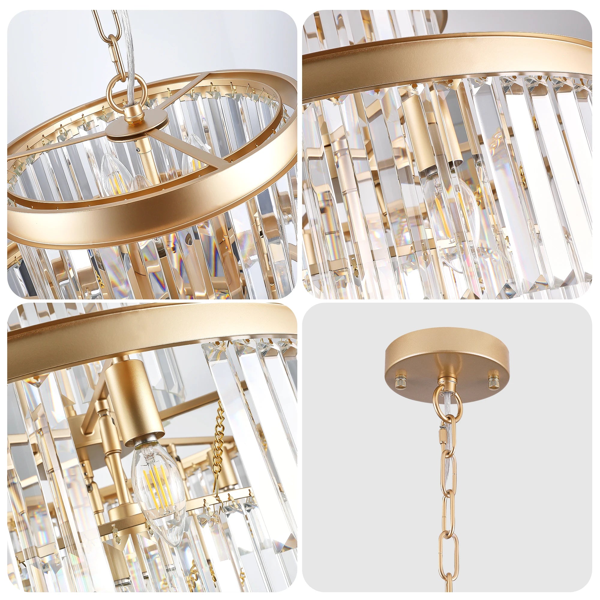 Five-Tier Crystal Gold Ring Chandelier - view 4