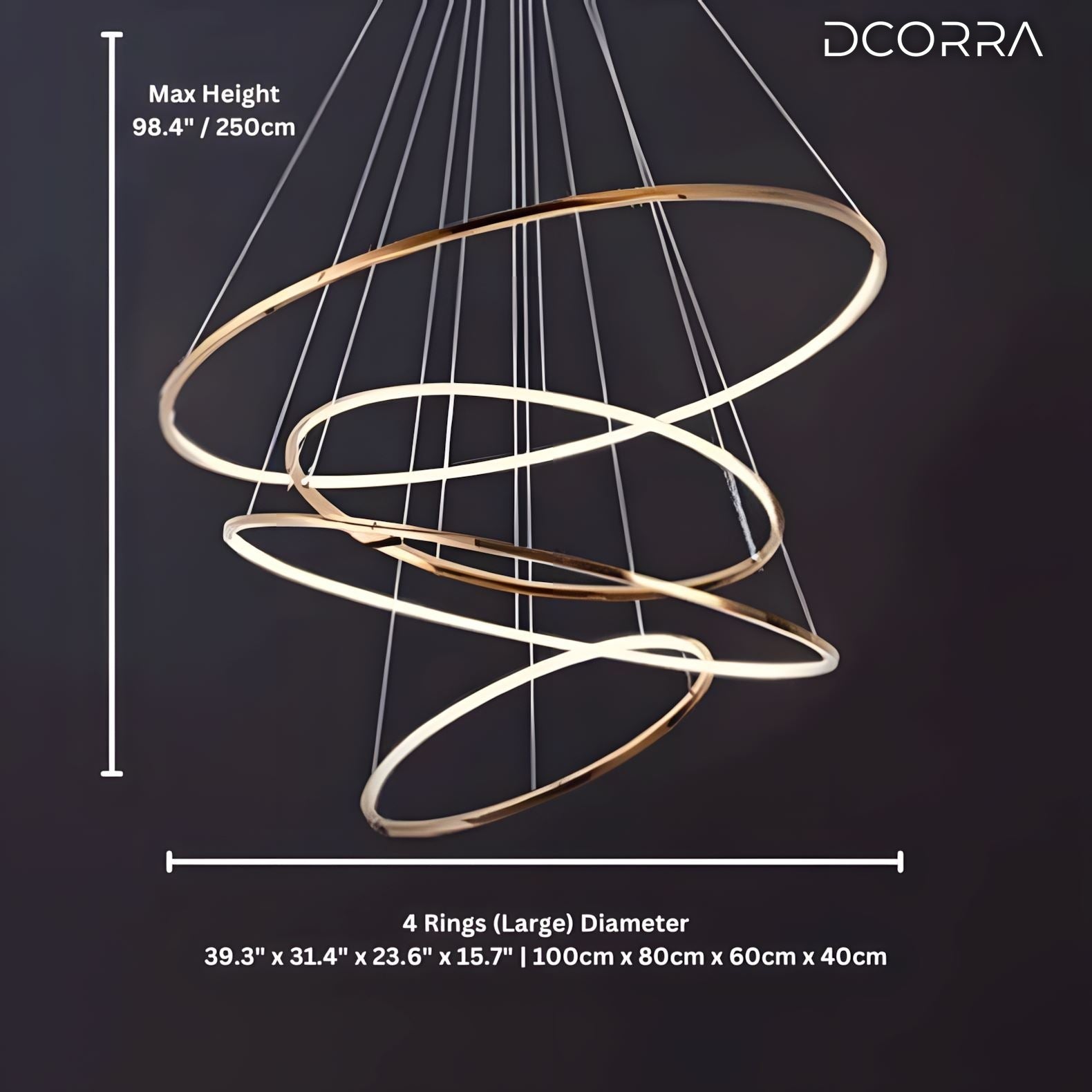 Floating LED Rings Chandelier - 4 (Large)