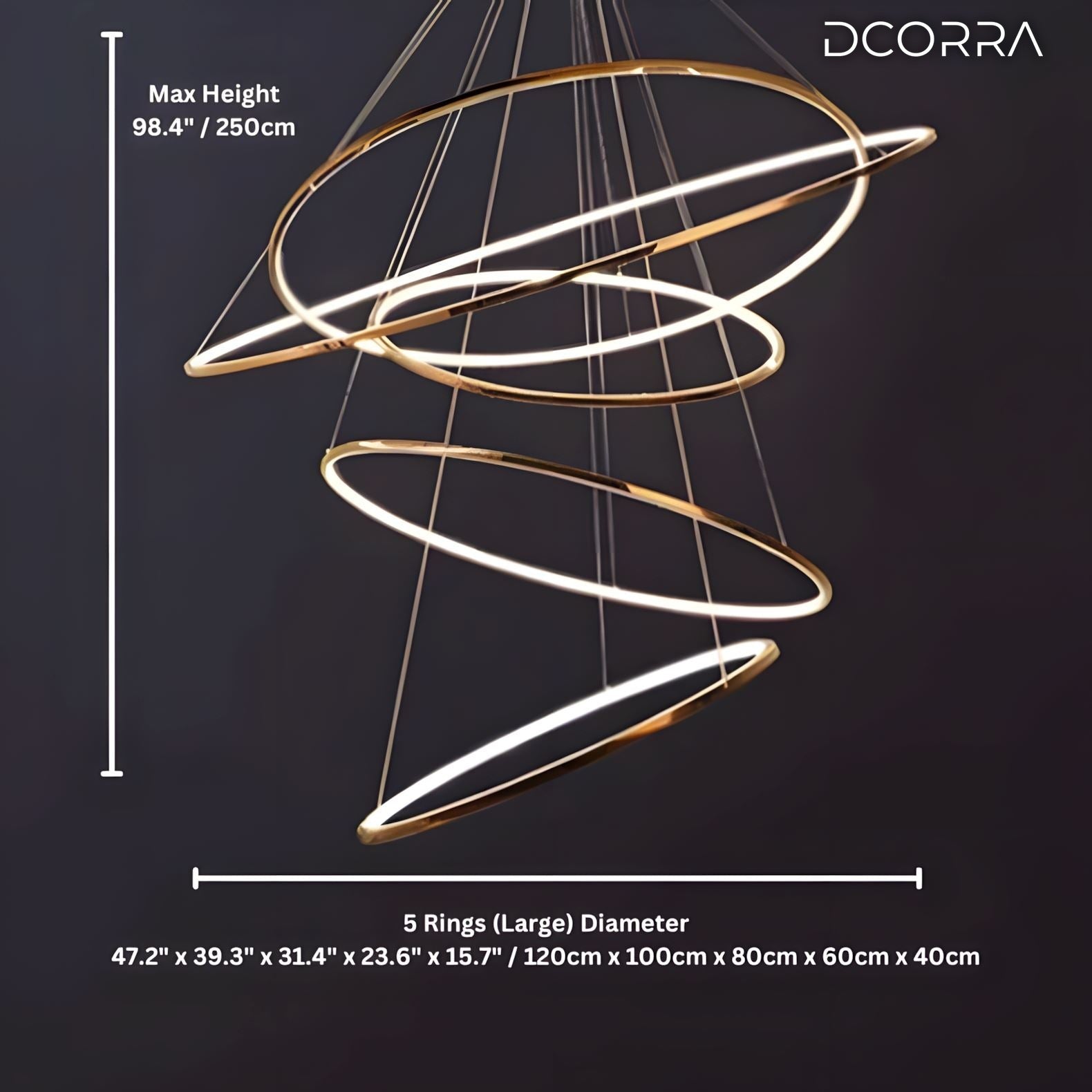 Floating LED Rings Chandelier - 5 (Large)