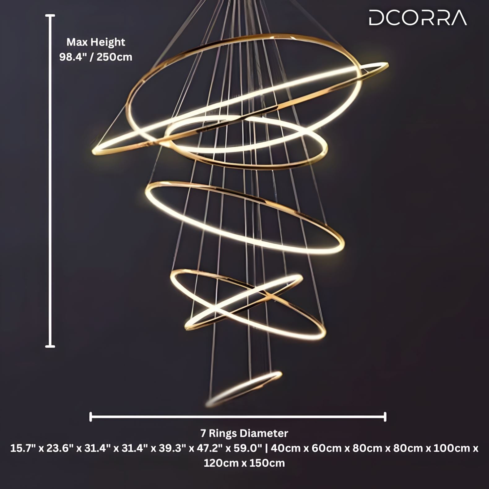 Floating LED Rings Chandelier - 7
