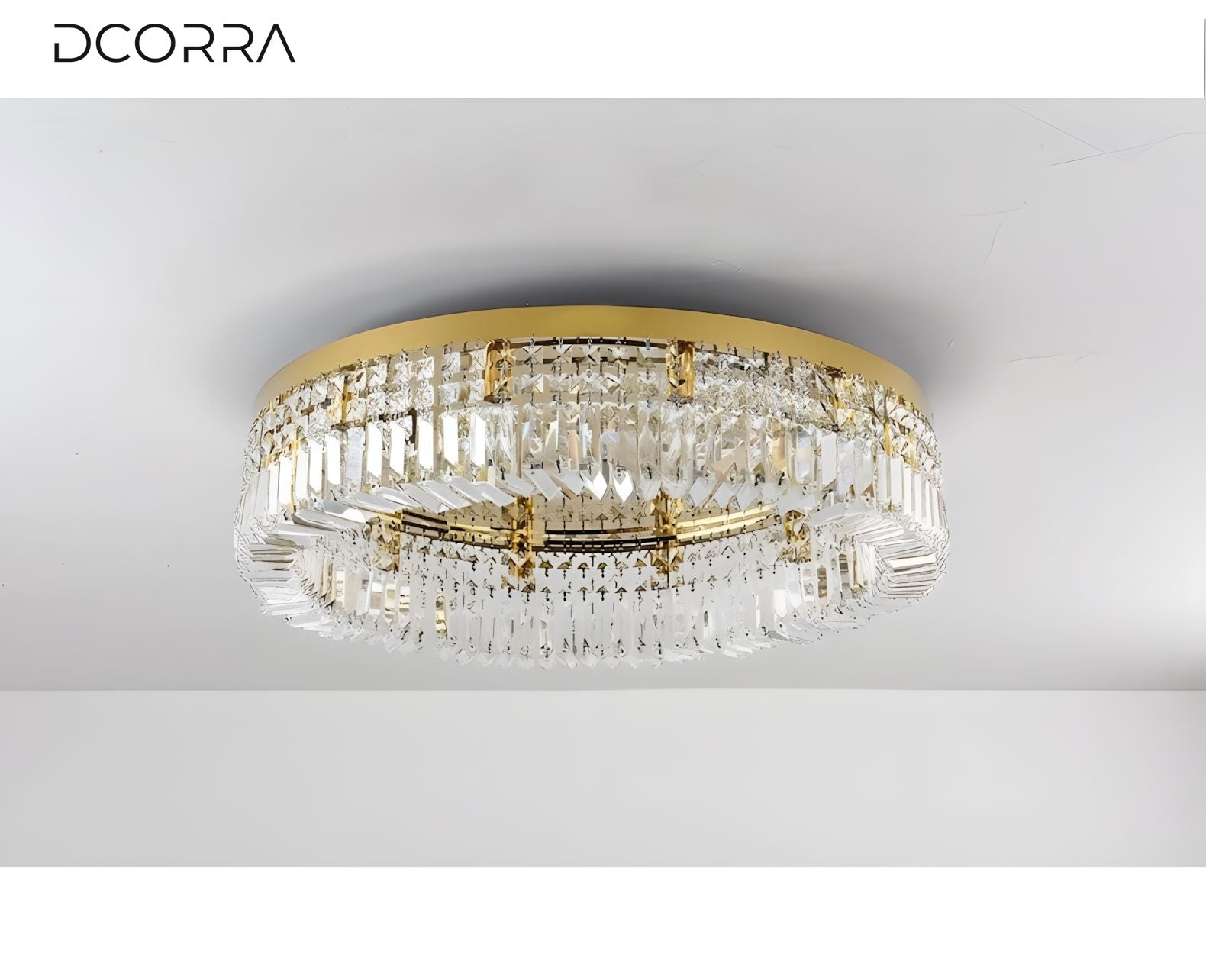 Flush Mount Crystal Ring Chandelier - Gold or Silver - view 12