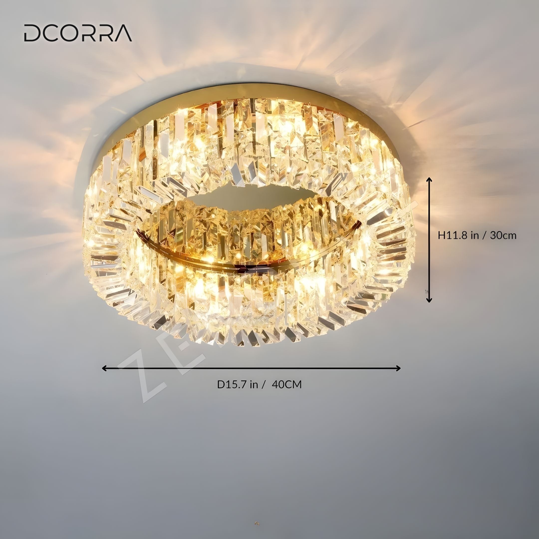 Flush Mount Crystal Ring Chandelier - Gold or Silver - view 13