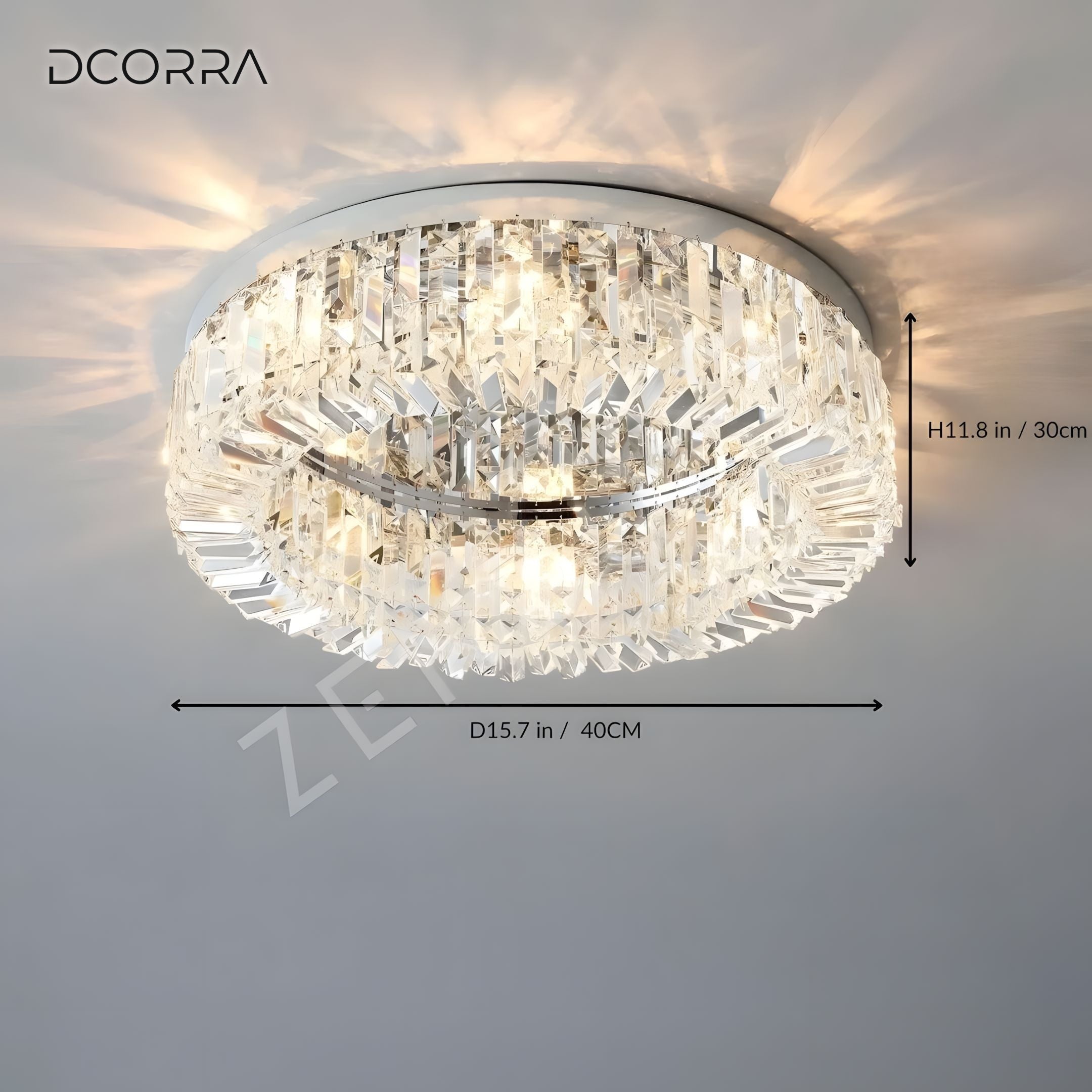 Flush Mount Crystal Ring Chandelier - Gold or Silver - D15.7" / 40CM / Gold